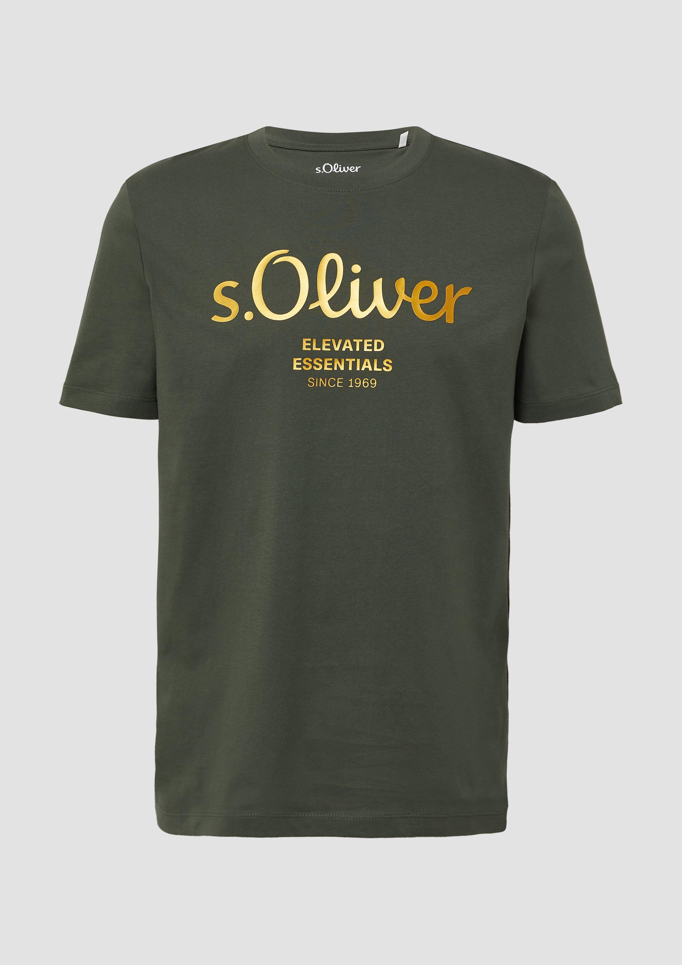 s.Oliver - T-Shirt mit Logo-Print, Herren, Grün