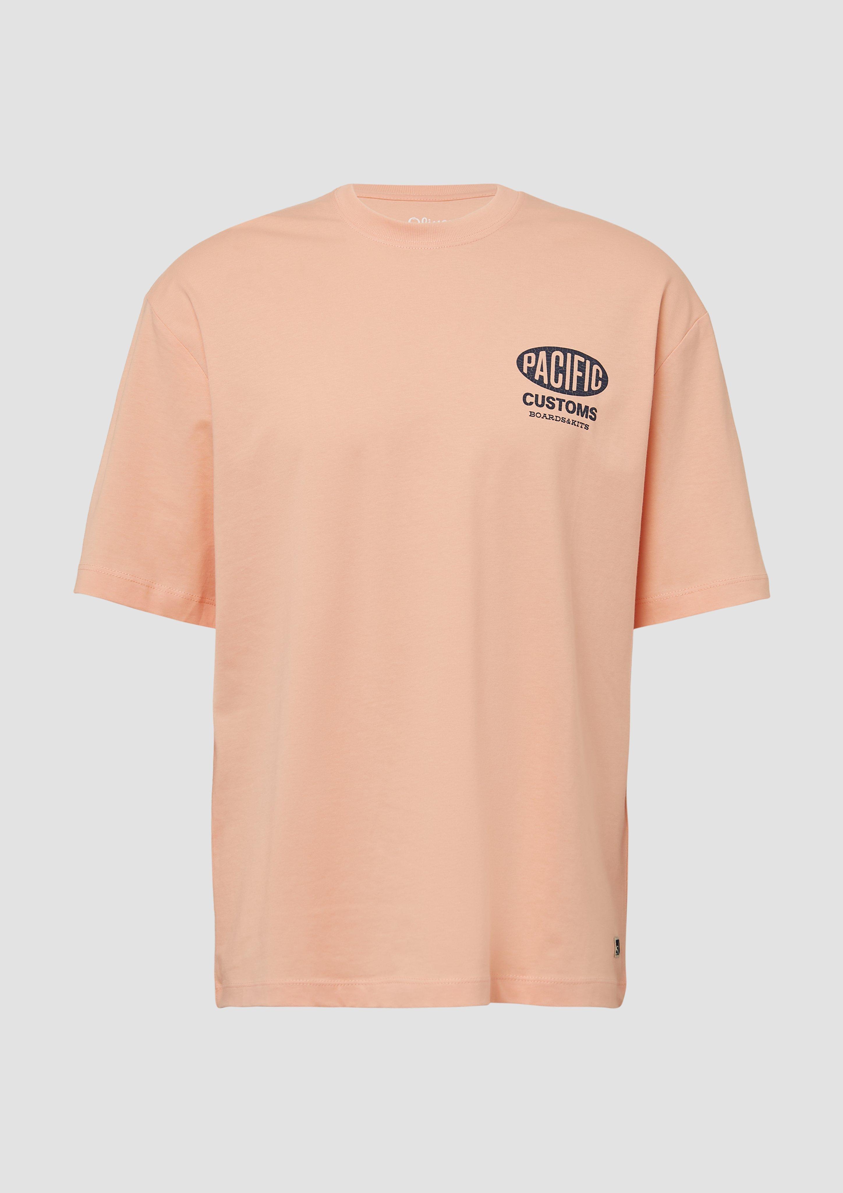 s.Oliver - T-Shirt im Relaxed Fit mit Front- und Rückenprint, Herren, Orange