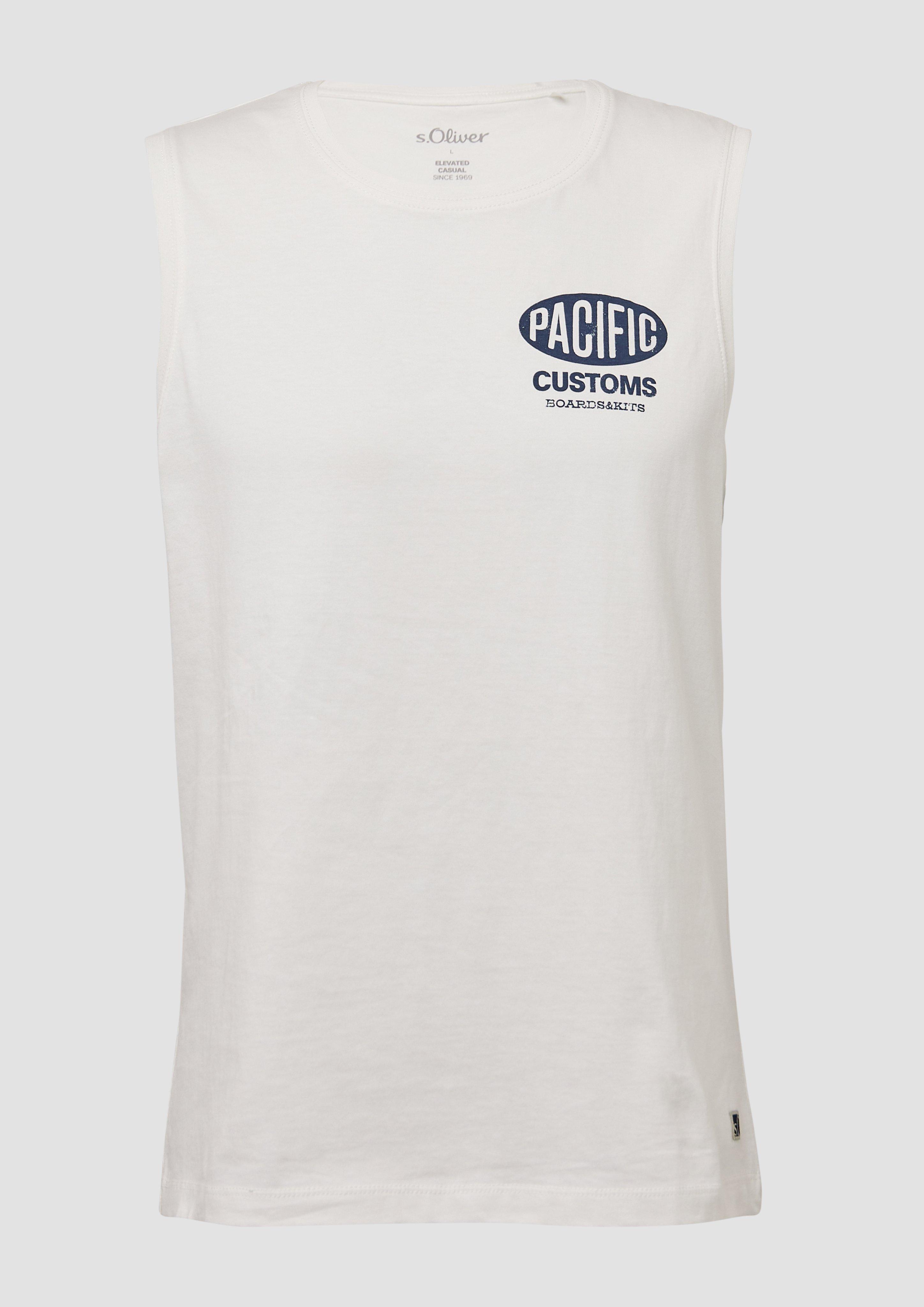 s.Oliver - Tanktop aus Baumwollle mit Frontprint, Herren, weiß