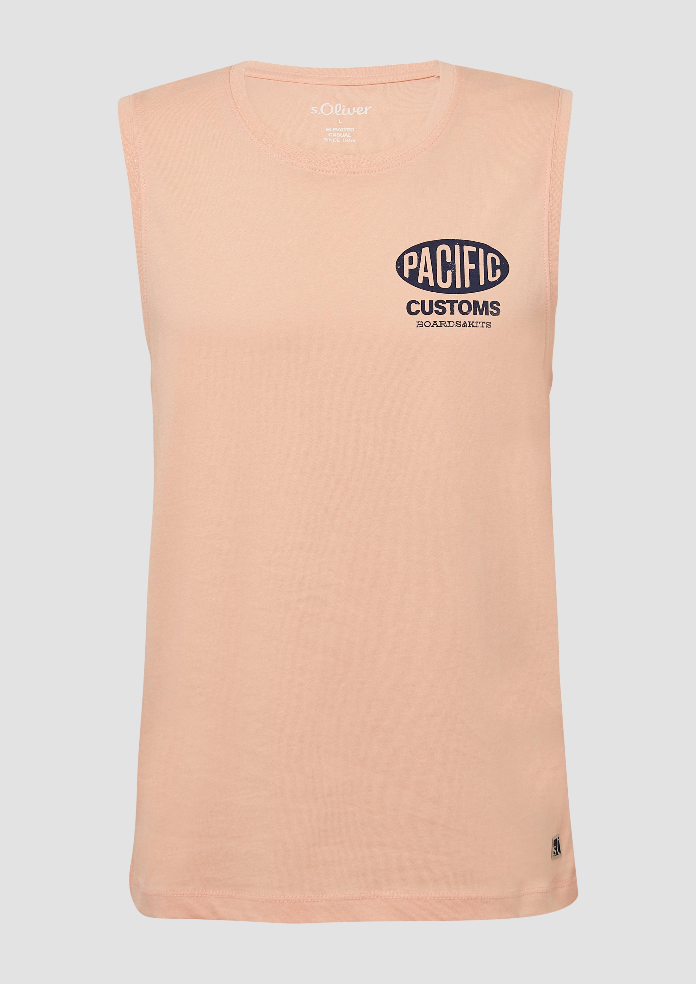 s.Oliver - Tanktop aus Baumwollle mit Frontprint, Herren, Orange