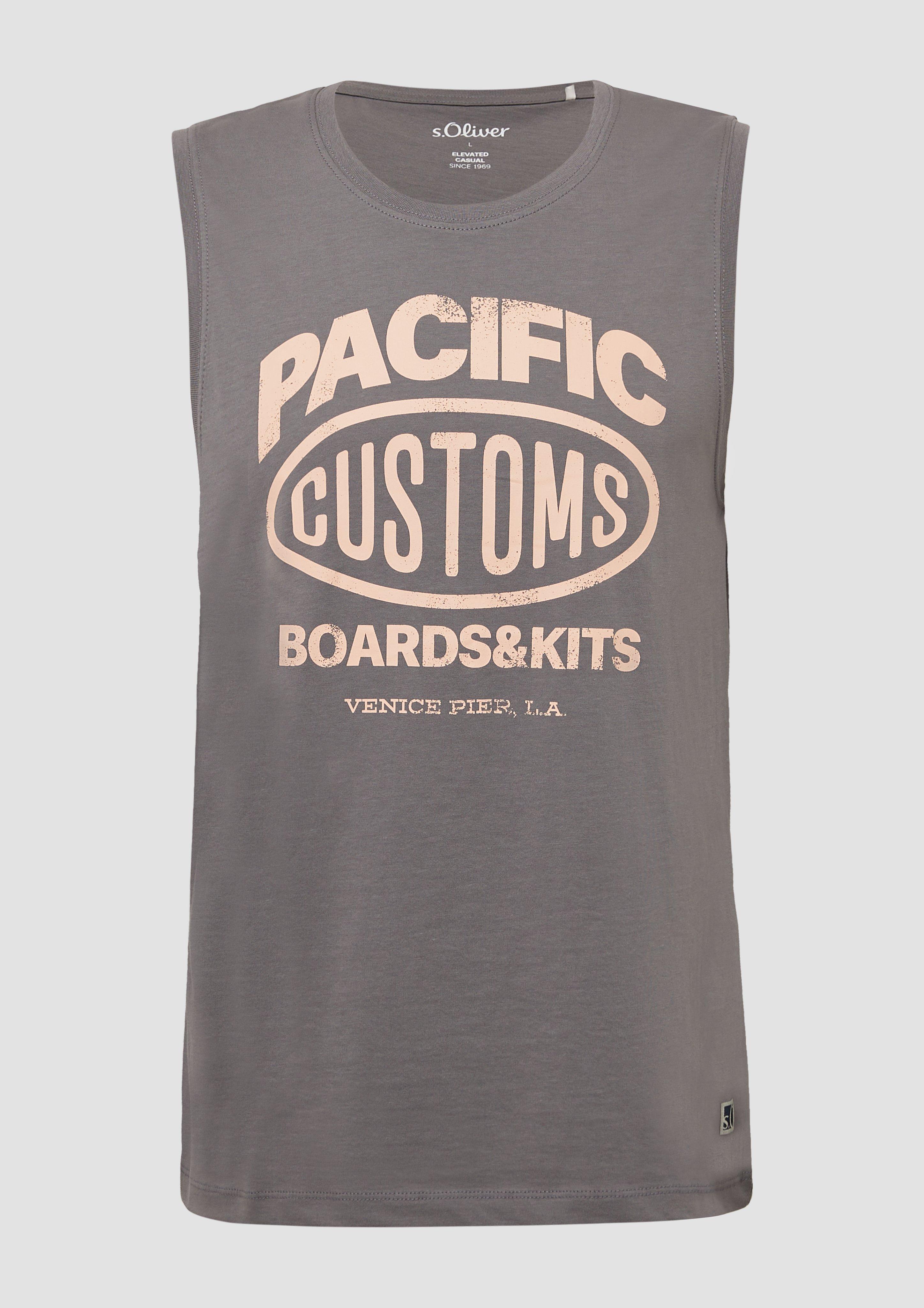 s.Oliver - Tanktop aus Baumwollle mit Frontprint, Herren, grau
