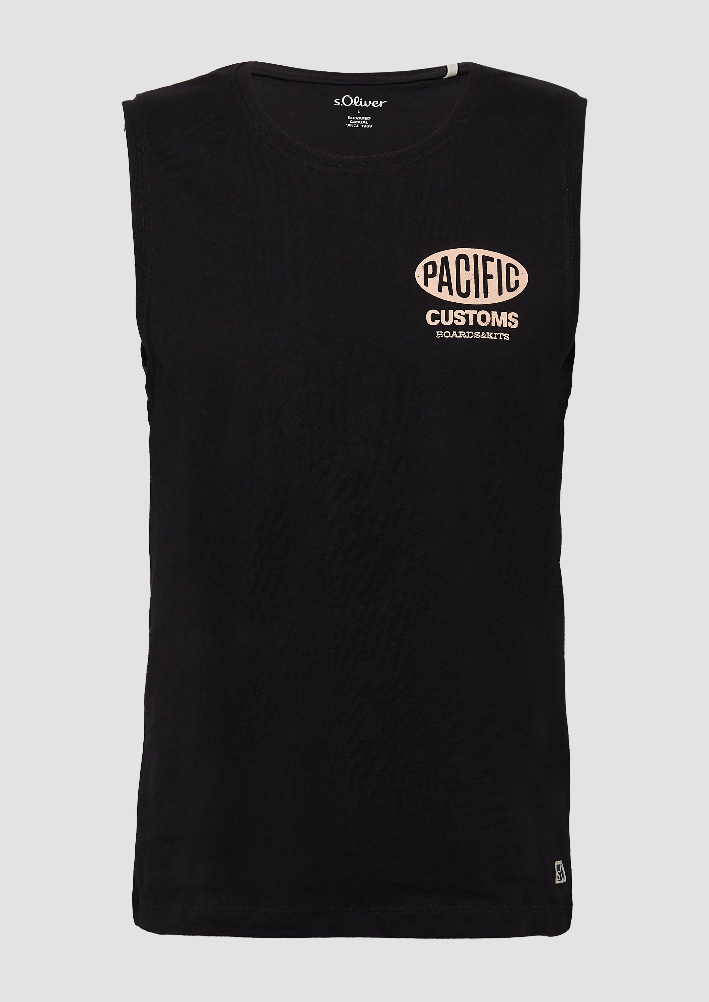 s.Oliver - Tanktop aus Baumwollle mit Frontprint, Herren, schwarz