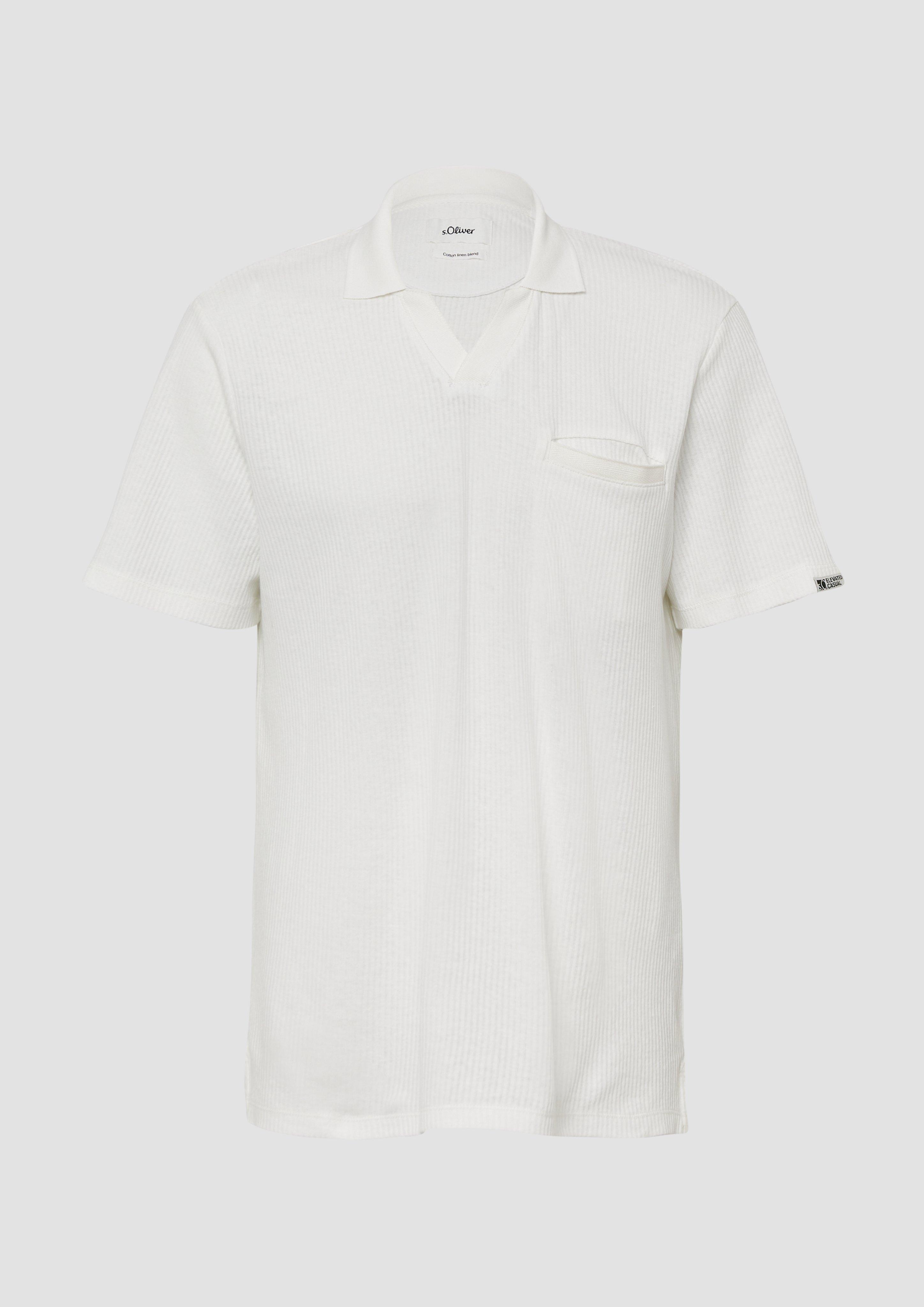s.Oliver - Poloshirt aus Leinenmix mit Brusttasche, Herren, weiß