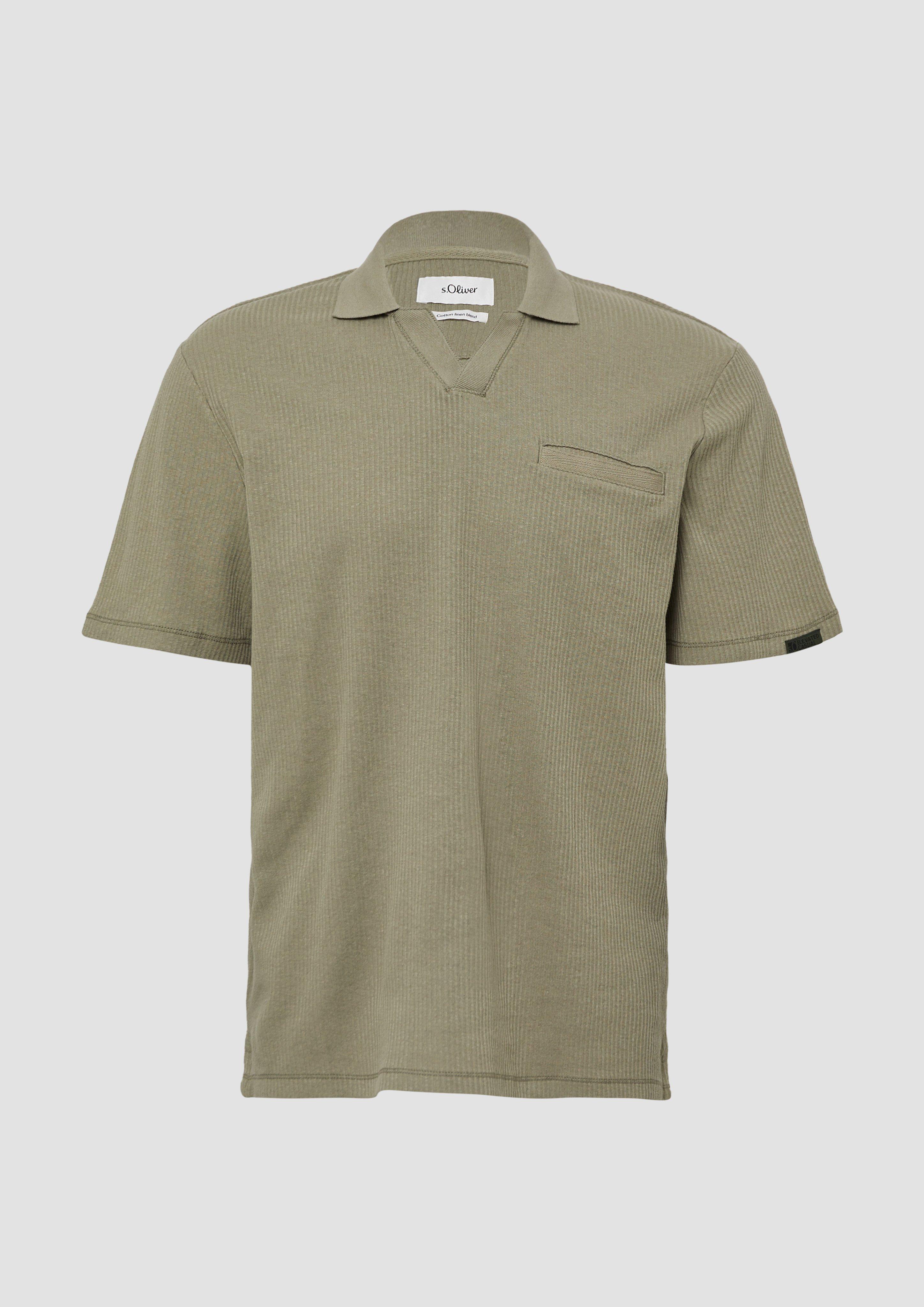 s.Oliver - Poloshirt aus Leinenmix mit Brusttasche, Herren, Grün