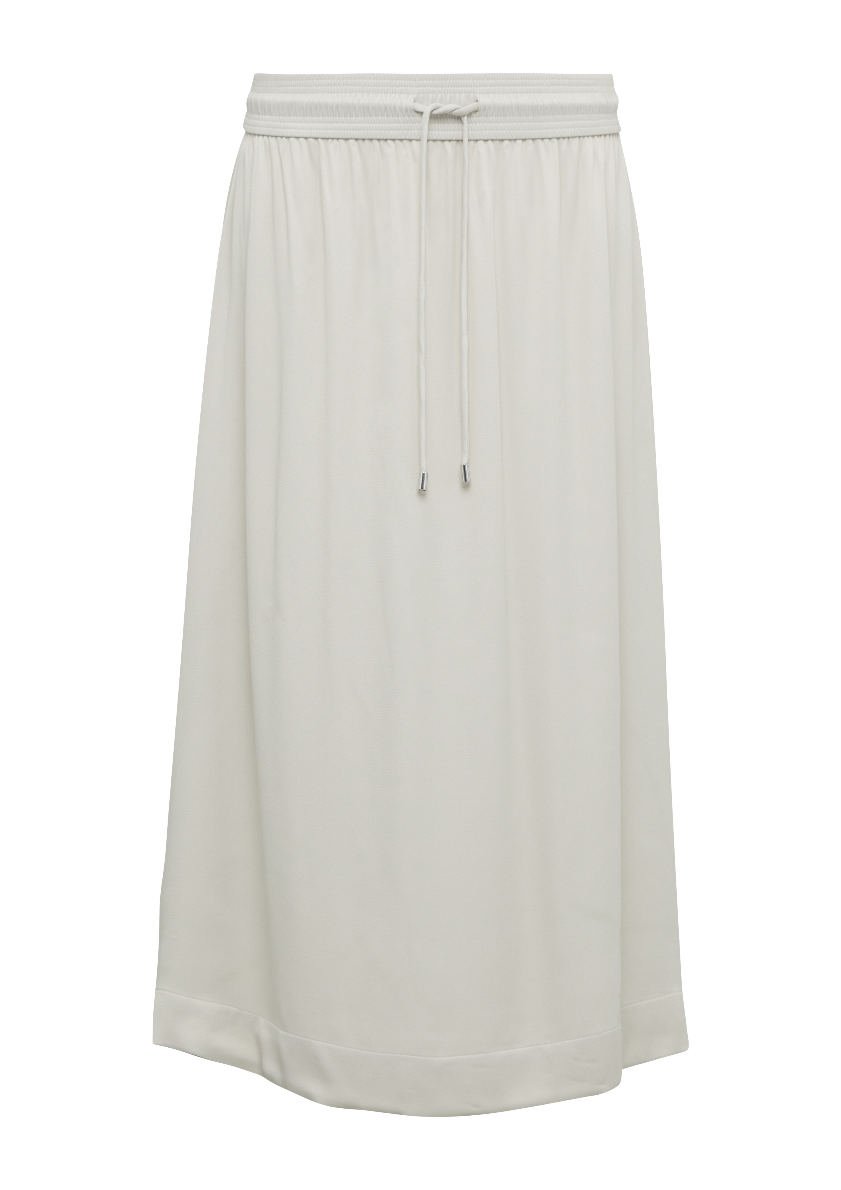 Satin midi skirt with a tie detail - Beige | SCAYLE