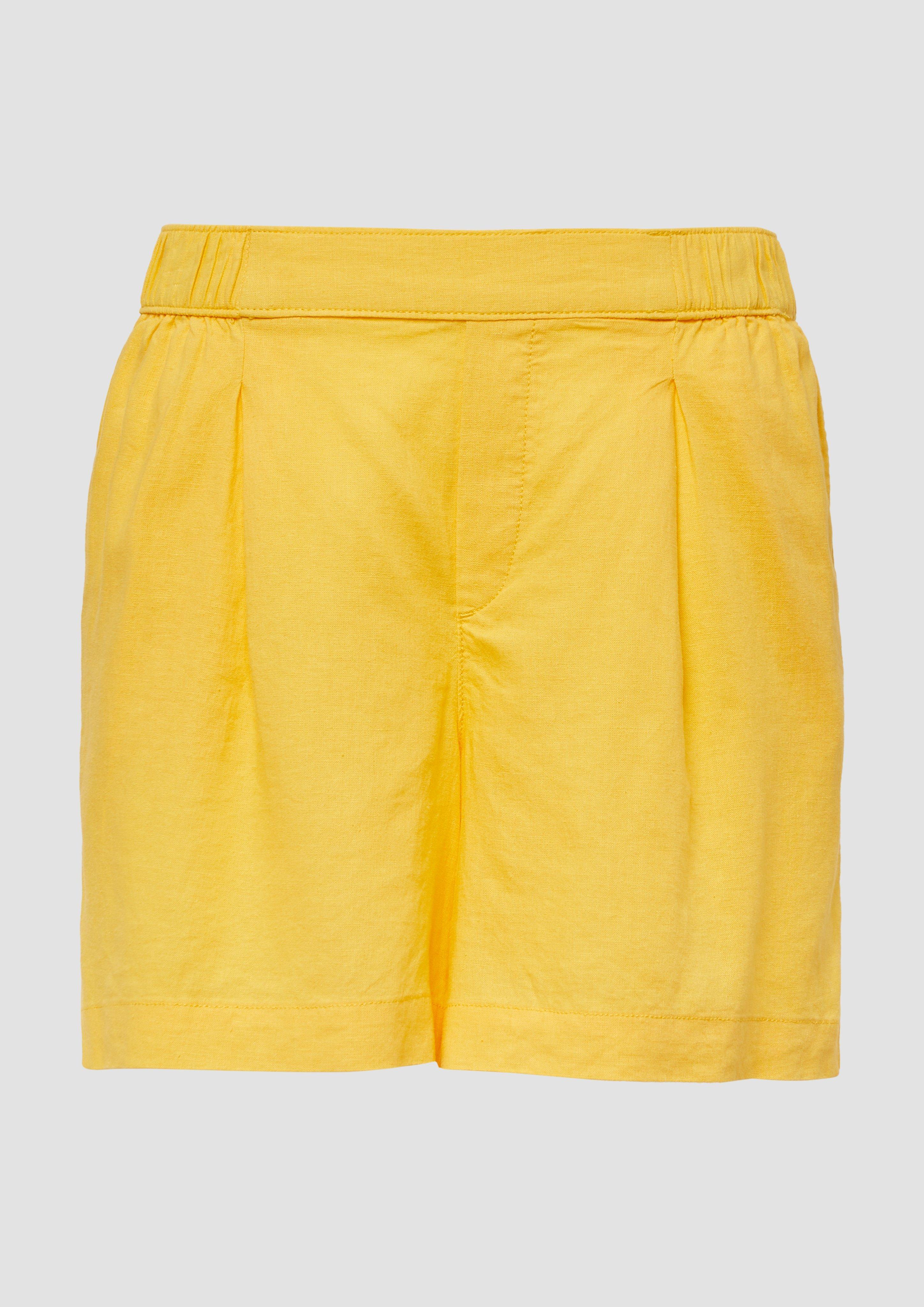 s.Oliver - Shorts aus Leinenmix mit Eingrifftaschen, Damen, gelb