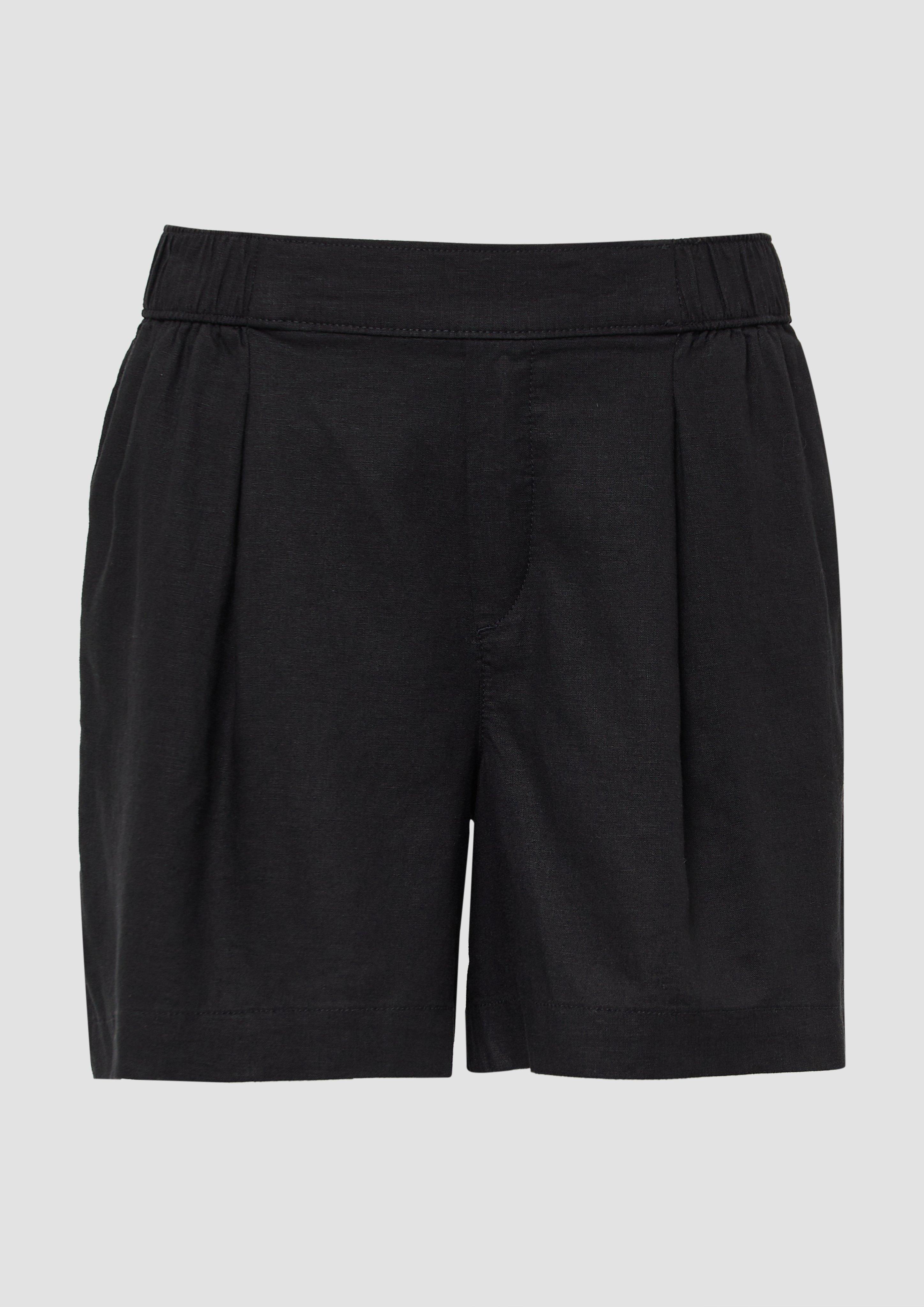 s.Oliver - Shorts aus Leinenmix mit Eingrifftaschen, Damen, schwarz