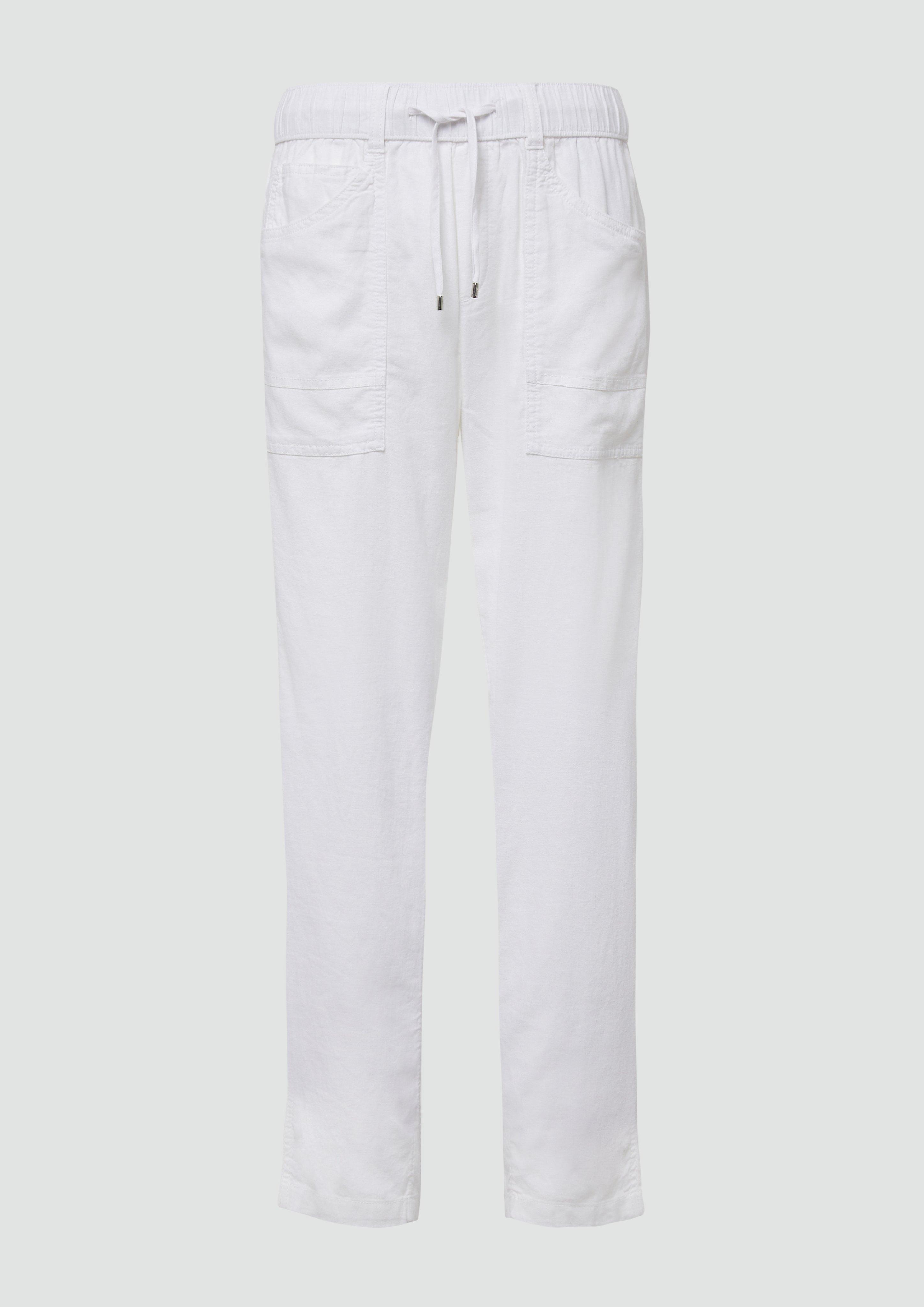 s.Oliver - Leinenmix-Hose im Relaxed Fit mit Elastikbund, Damen, weiß