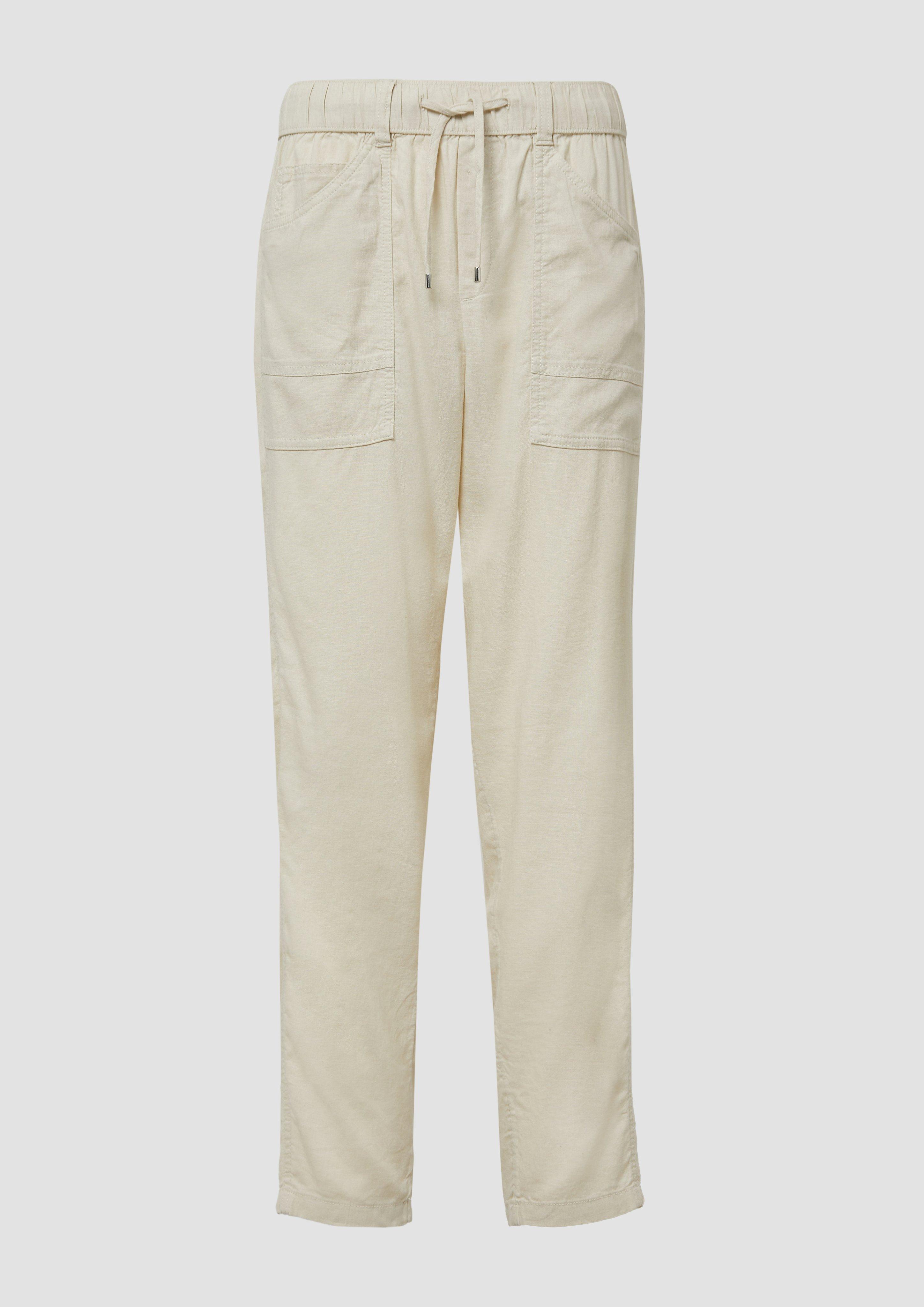 s.Oliver - Leinenmix-Hose im Relaxed Fit mit Elastikbund, Damen, creme