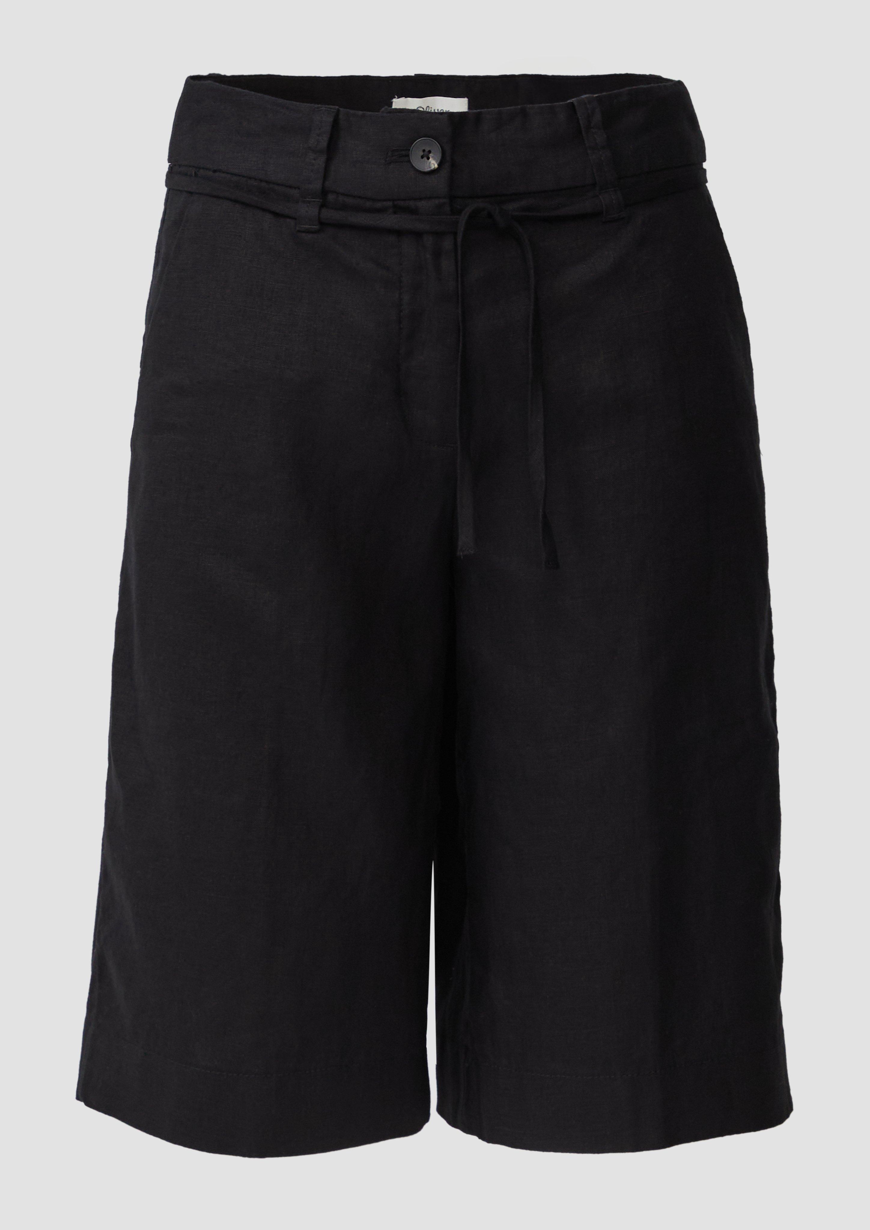 s.Oliver - Leinen-Bermuda mit Bindegürtel, Damen, schwarz