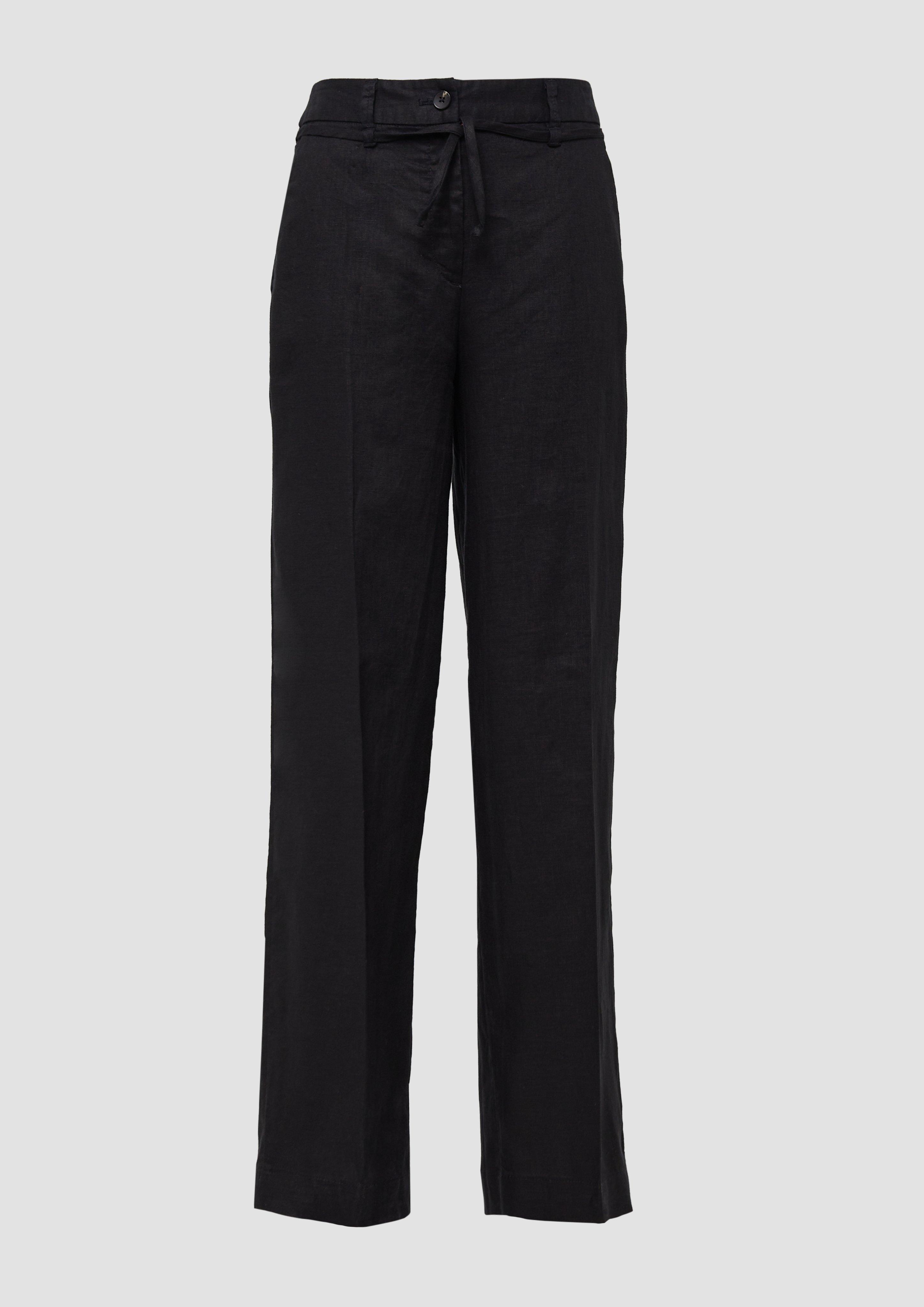 s.Oliver - Leichte High-Rise-Hose aus Leinen, Damen, schwarz