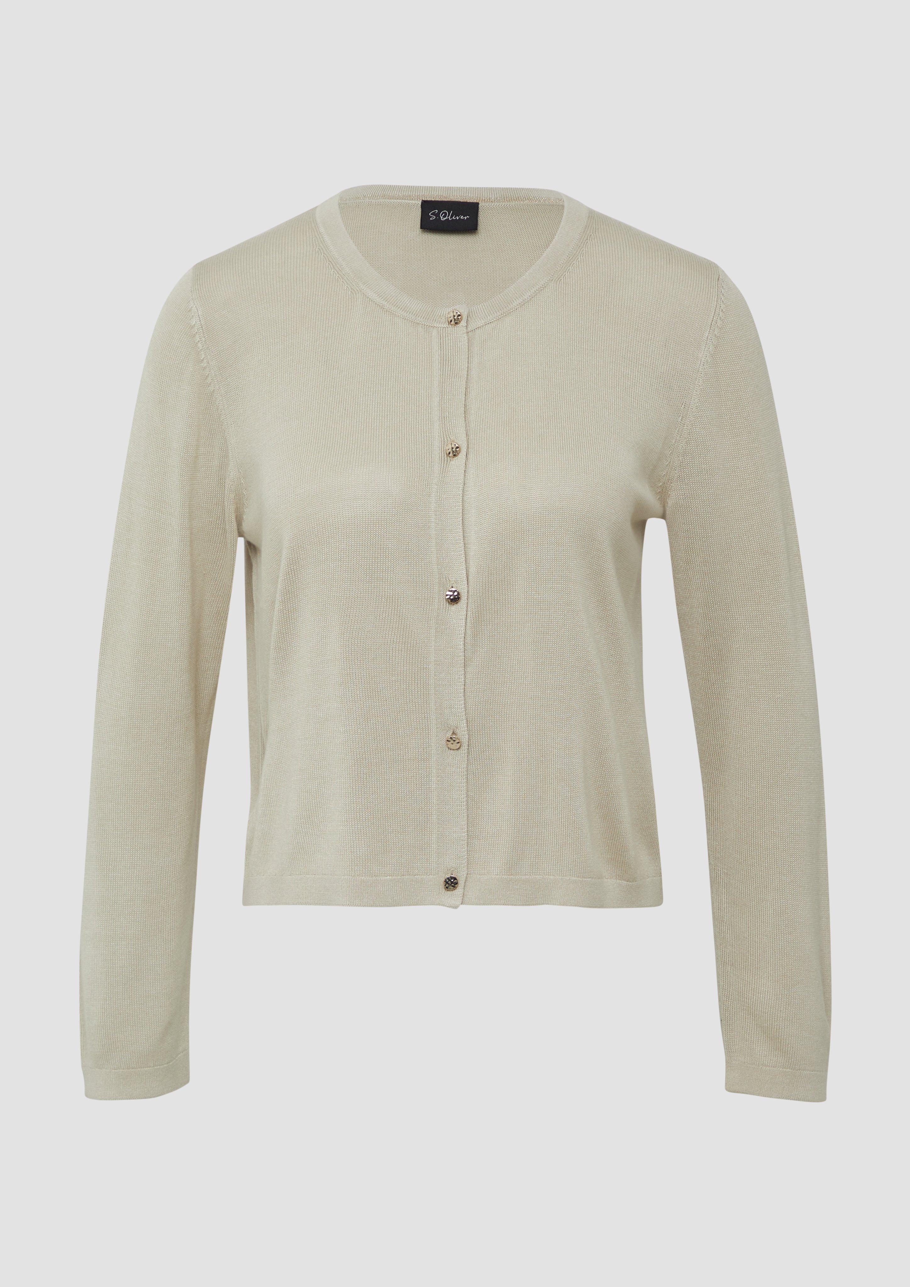 s.Oliver - Slim-Fit-Cardigan mit Schmuckknöpfen und verkürzten Ärmeln, Damen, Beige