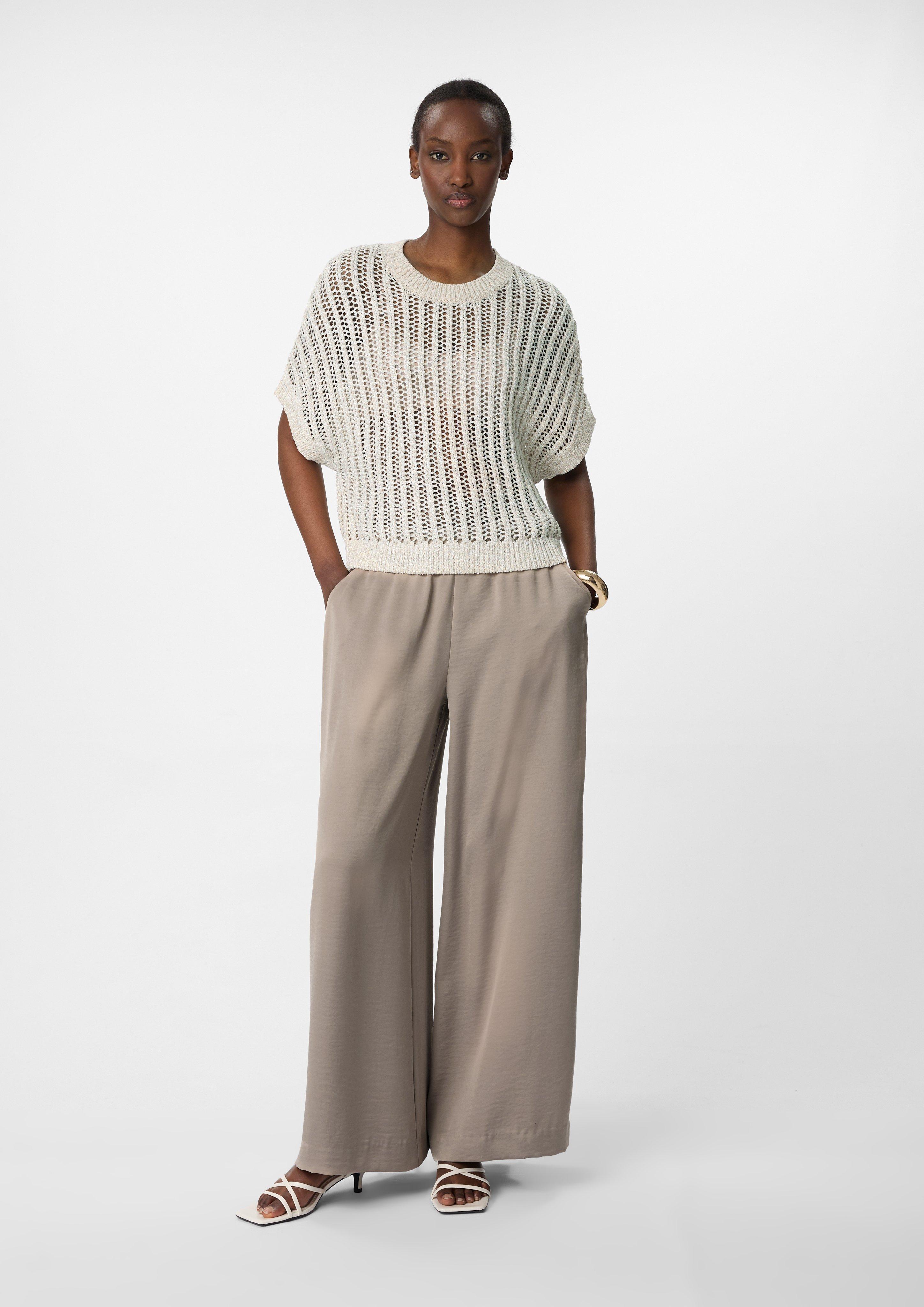 Luftige Palazzo-Hose aus Satin mit weitem Bein - braun | Comma
