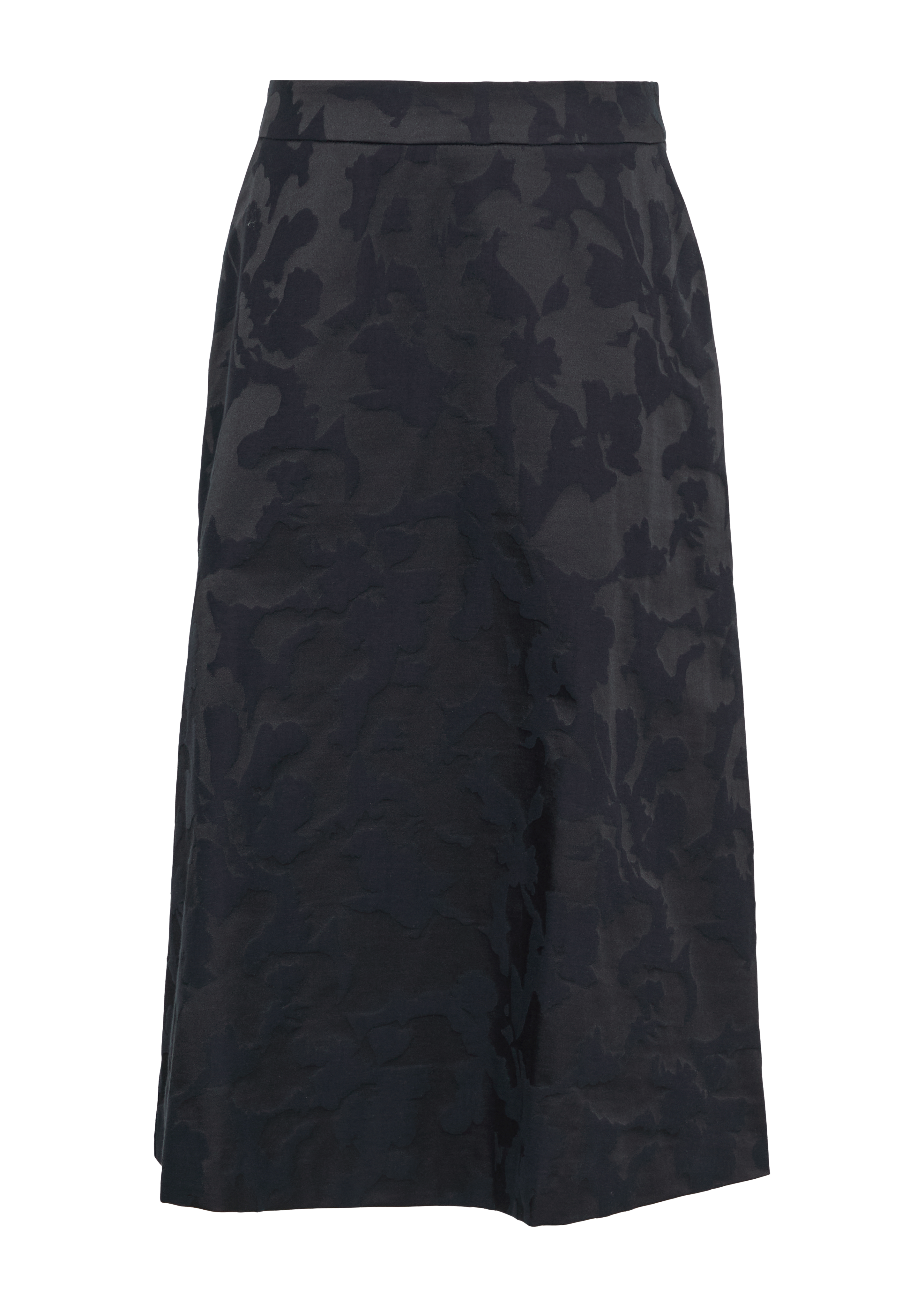 Flared midi skirt with jacquard slit pockets - Blue | SCAYLE