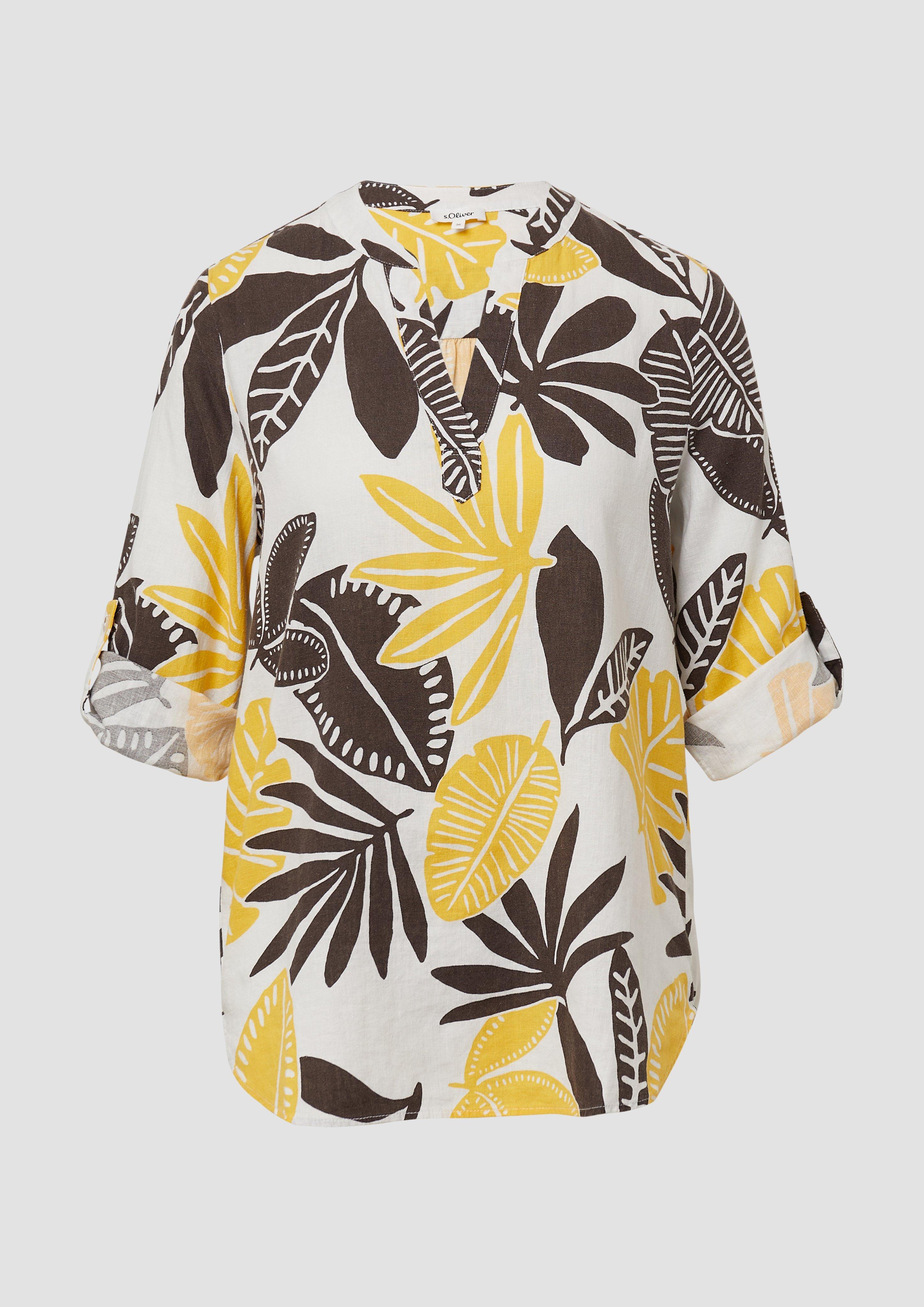 s.Oliver - Bluse aus Leinenmix mit 3/4-Ärmeln, Damen, creme