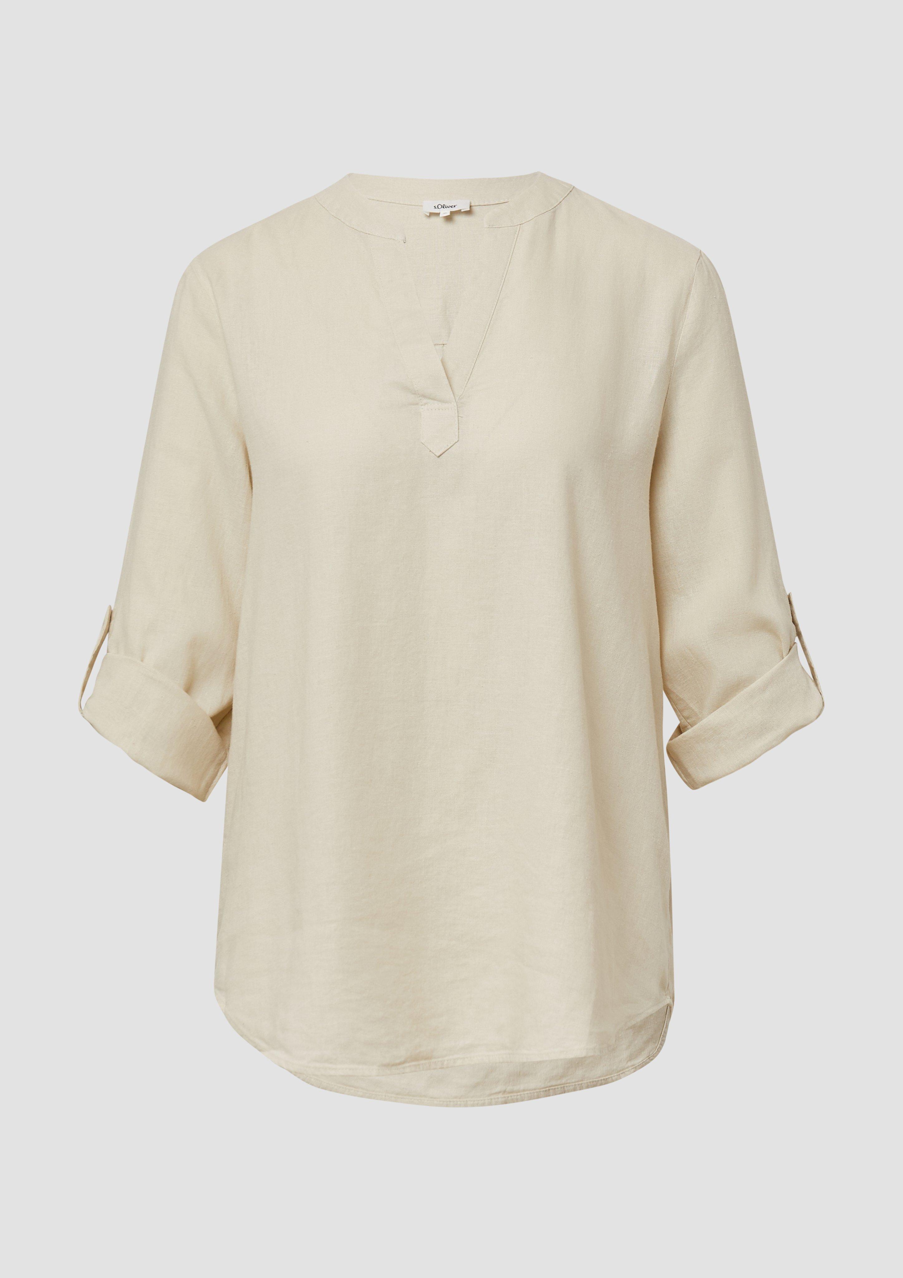 s.Oliver - Bluse aus Leinenmix mit 3/4-Ärmeln, Damen, creme