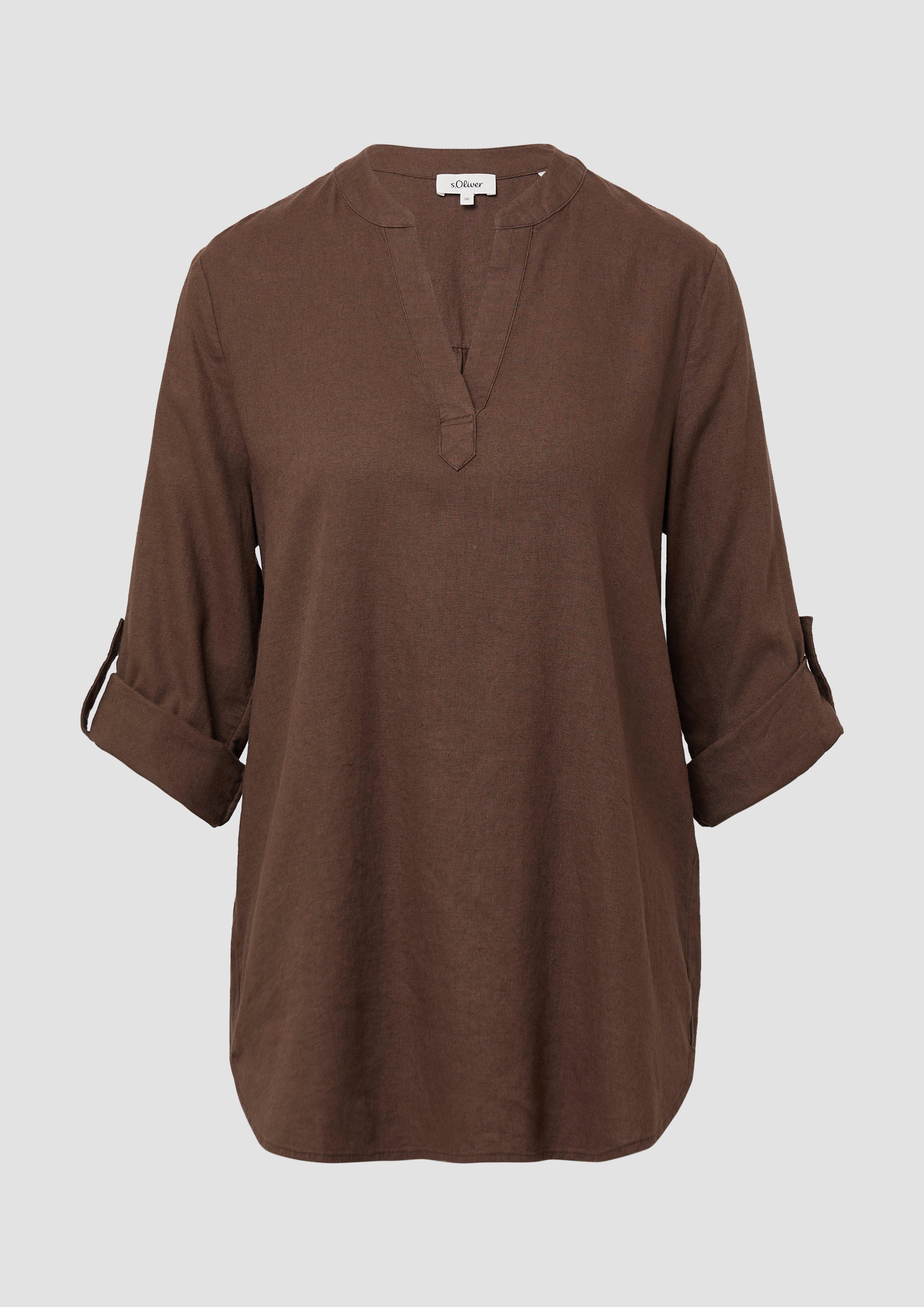s.Oliver - Bluse aus Leinenmix mit 3/4-Ärmeln, Damen, braun