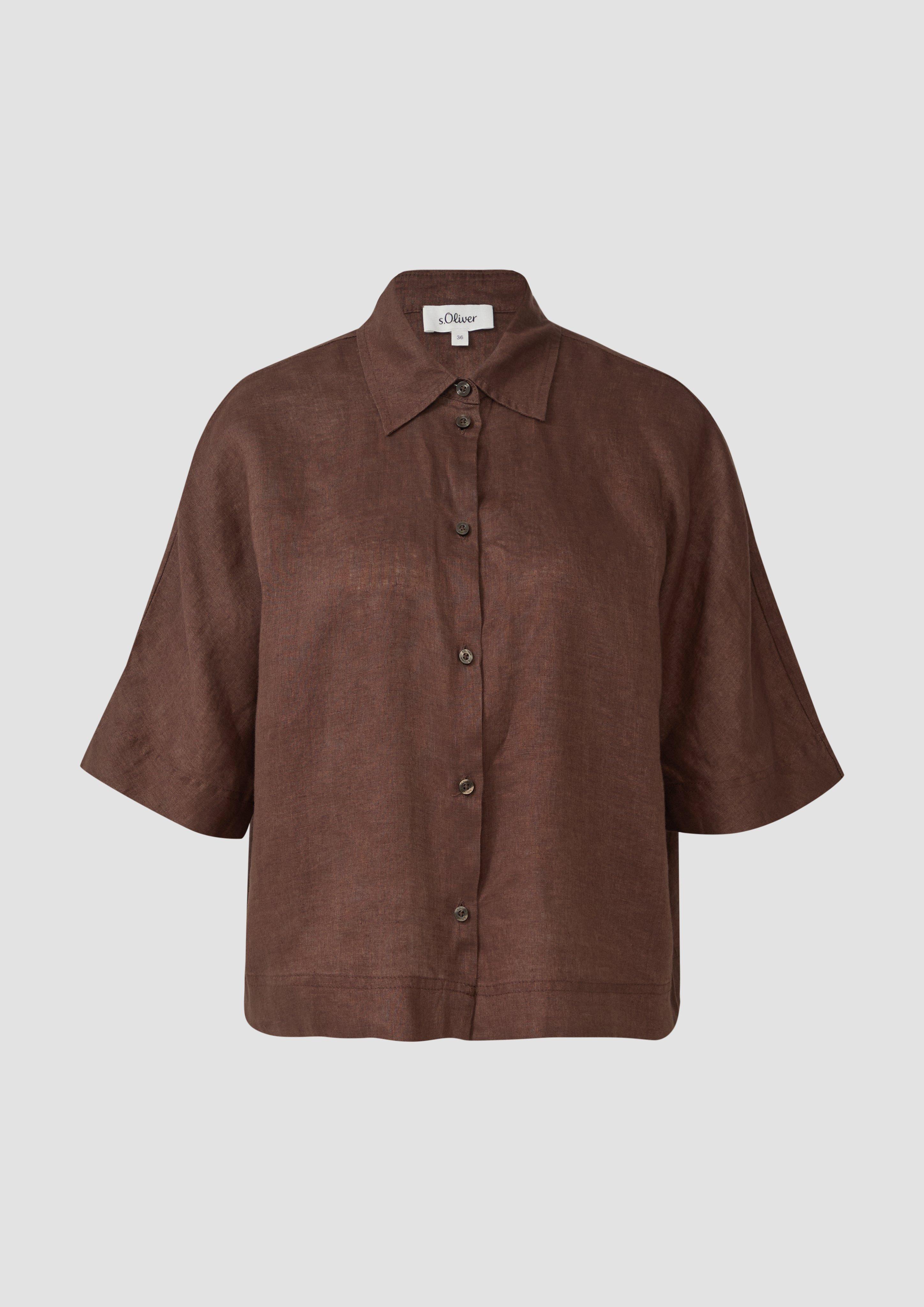 s.Oliver - Kurzarmbluse aus Leinen im Relaxed Fit, Damen, braun