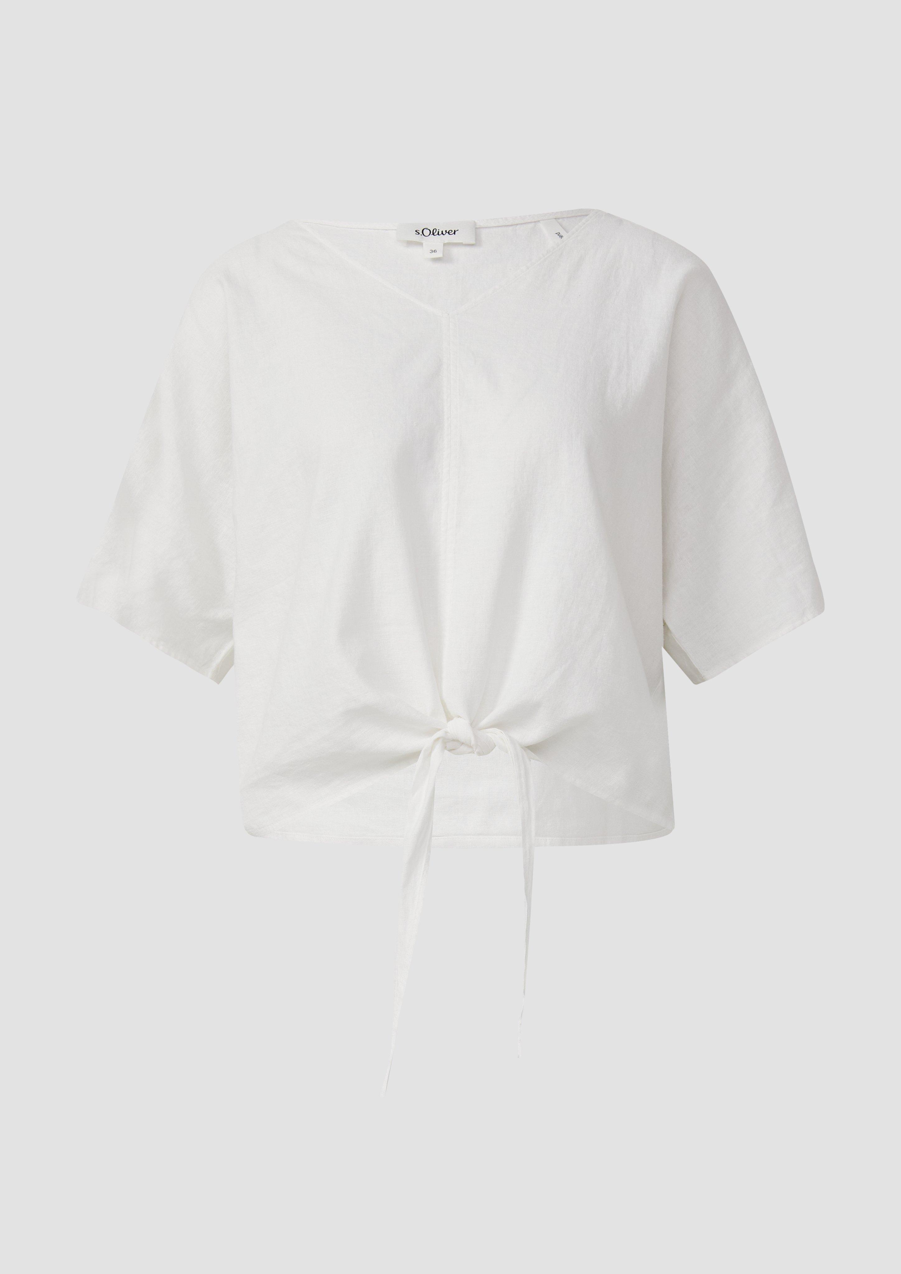 Thumbnail - s.Oliver - Verkürzte Leinenmix-Bluse im Relaxed Fit, Damen, weiß