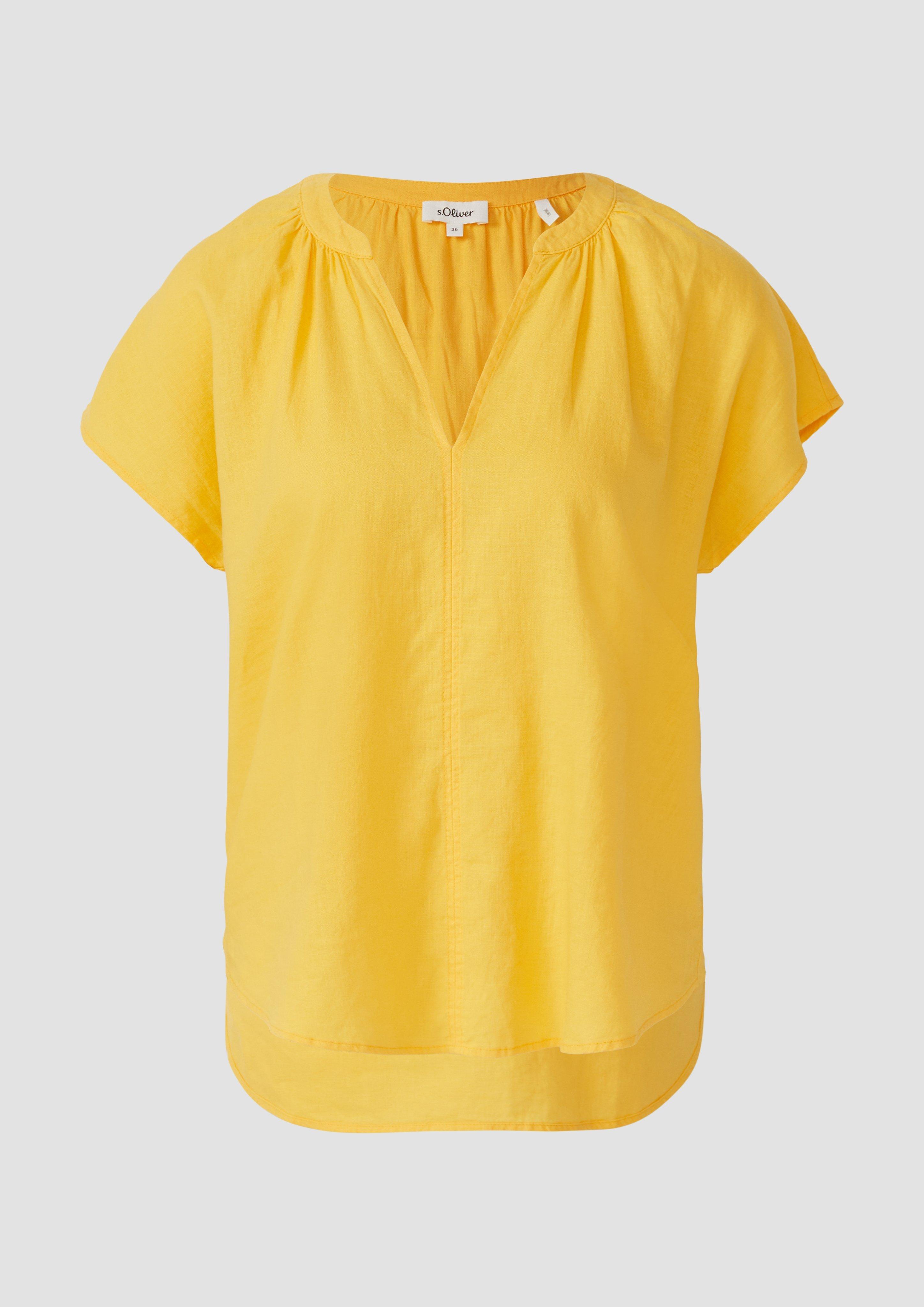 s.Oliver - Ärmellose Bluse aus Leinenmix im Relaxed Fit, Damen, gelb