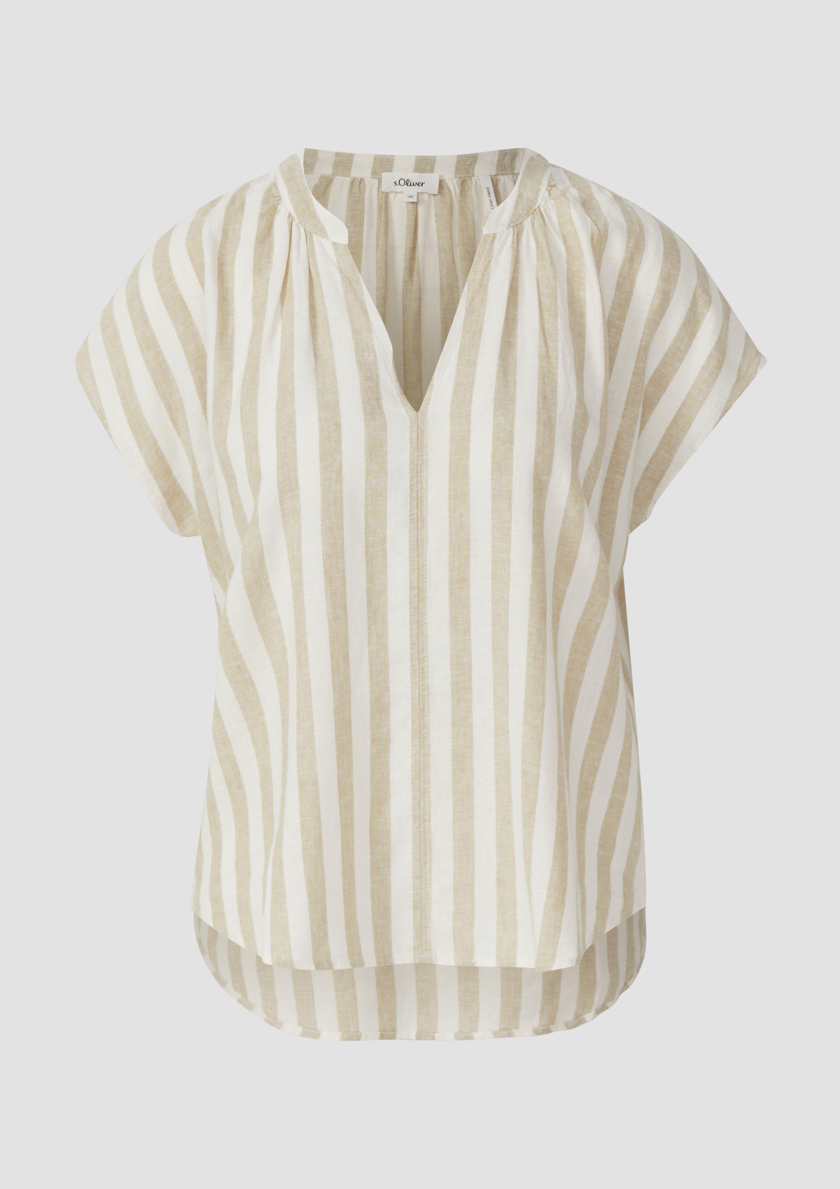 s.Oliver - Ärmellose Bluse aus Leinenmix im Relaxed Fit, Damen, braun|weiß