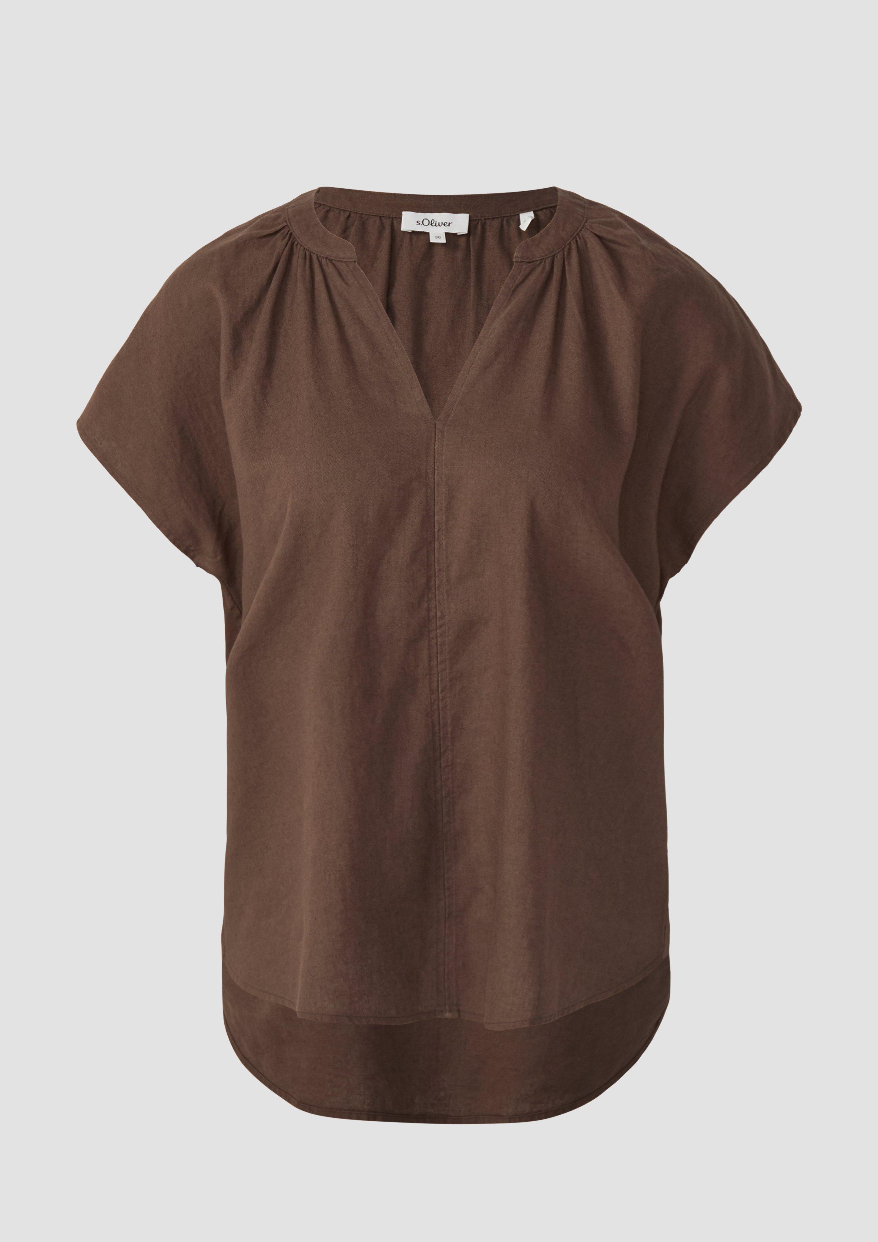 s.Oliver - Ärmellose Bluse aus Leinenmix im Relaxed Fit, Damen, braun