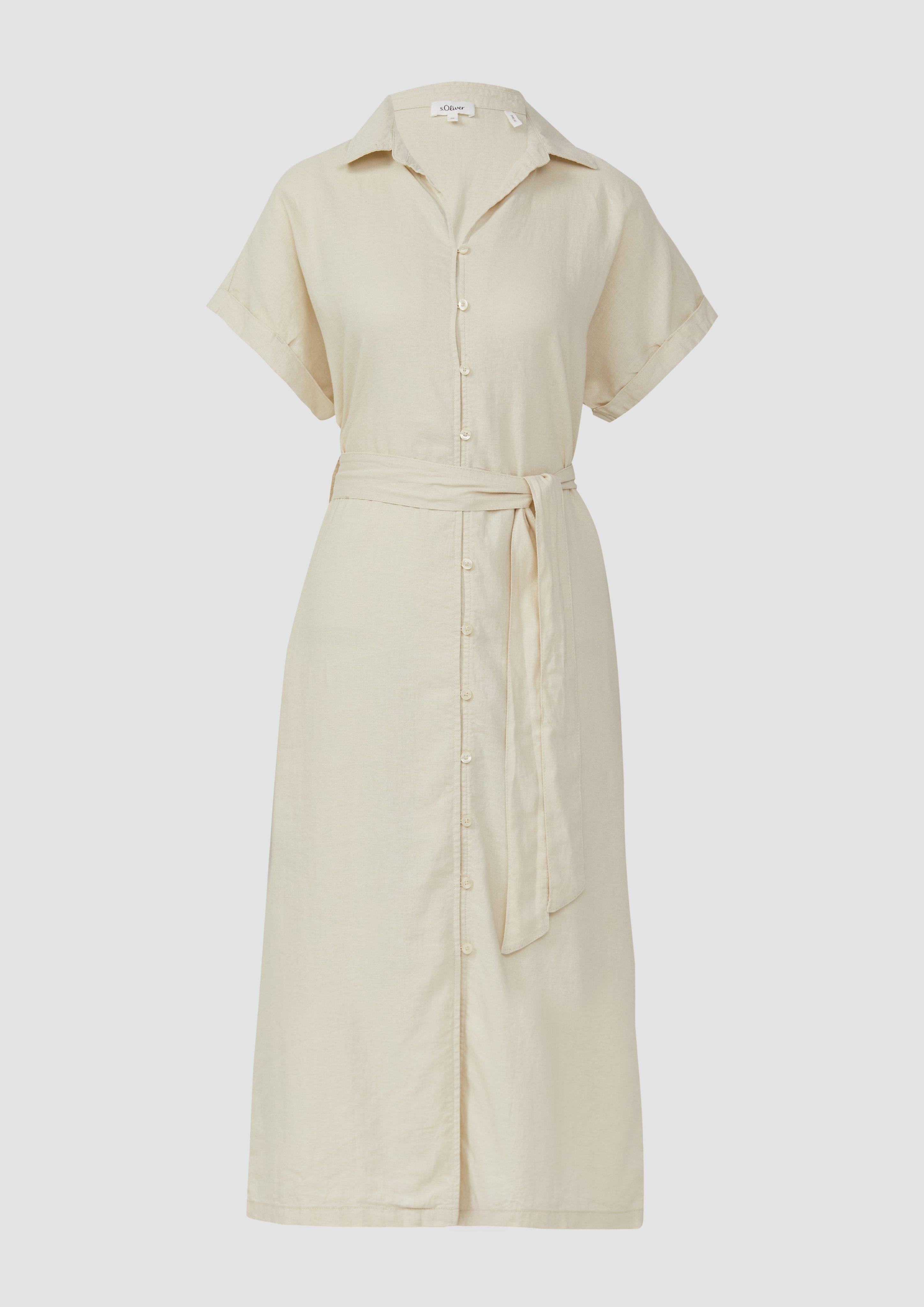 s.Oliver - Midikleid aus Leinenmix mit Eingrifftaschen, Damen, creme