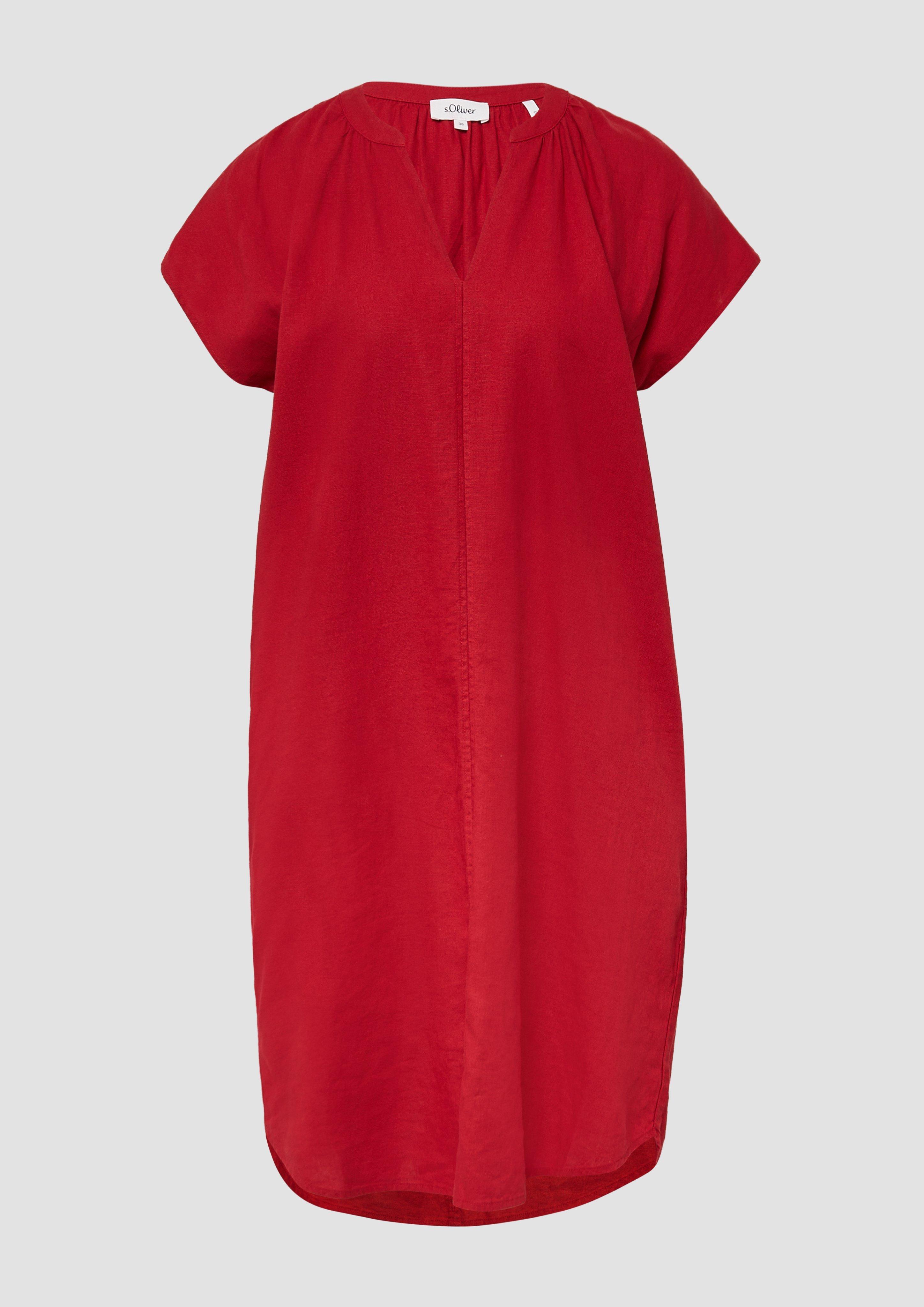s.Oliver - Blusenkleid aus Leinenmix mit Eingrifftaschen, Damen, rot