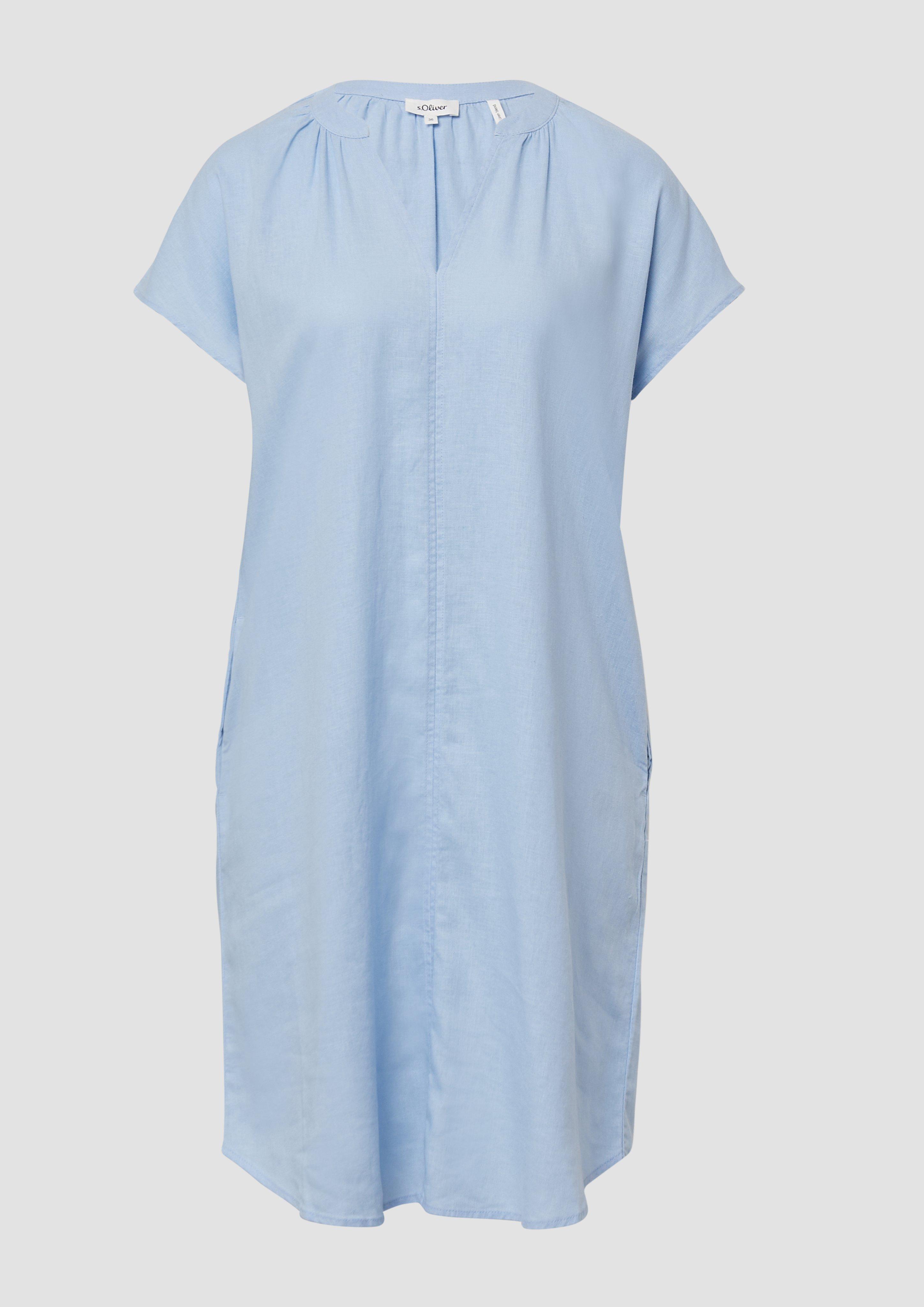 s.Oliver - Blusenkleid aus Leinenmix mit Eingrifftaschen, Damen, blau