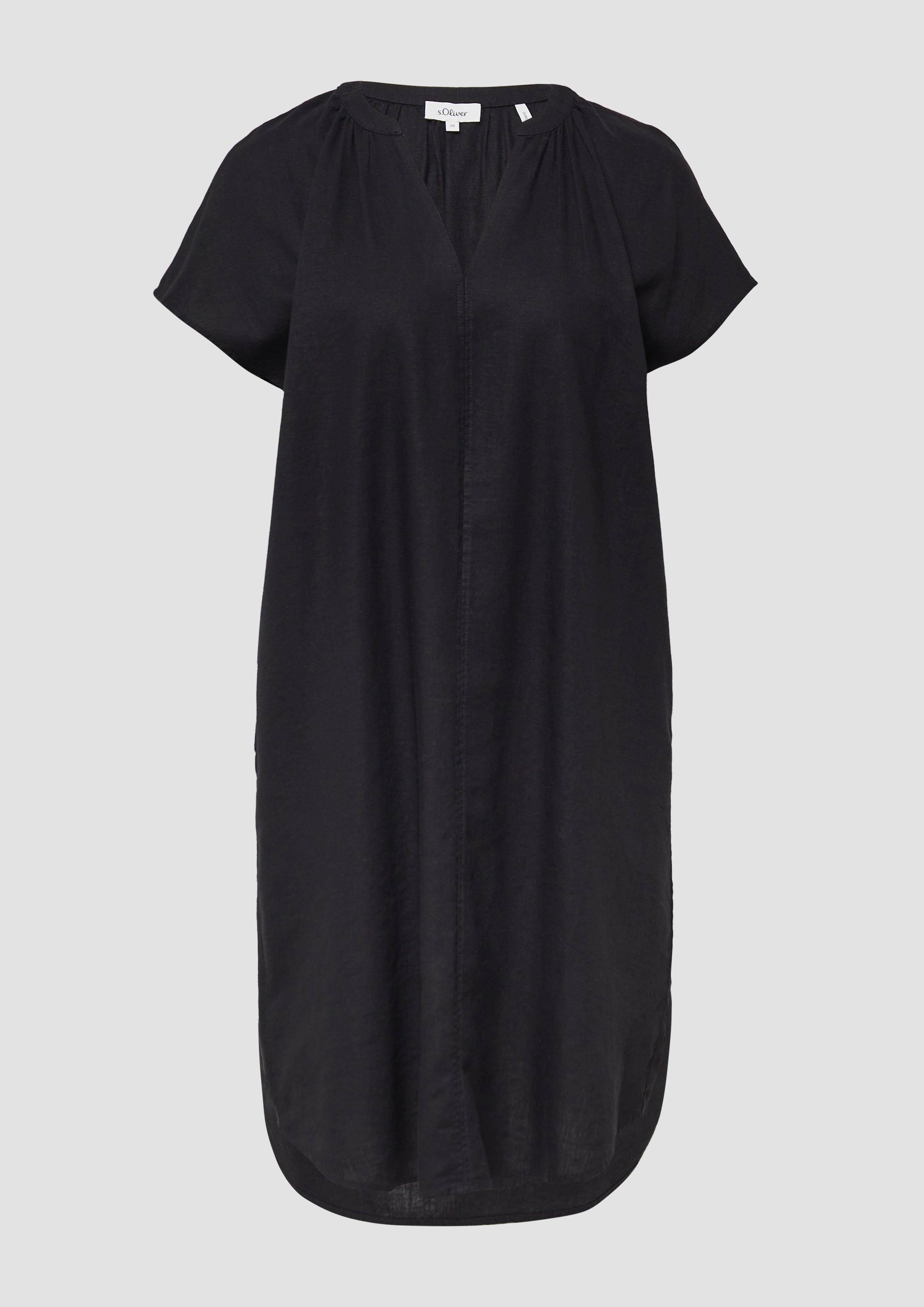 s.Oliver - Blusenkleid aus Leinenmix mit Eingrifftaschen, Damen, schwarz