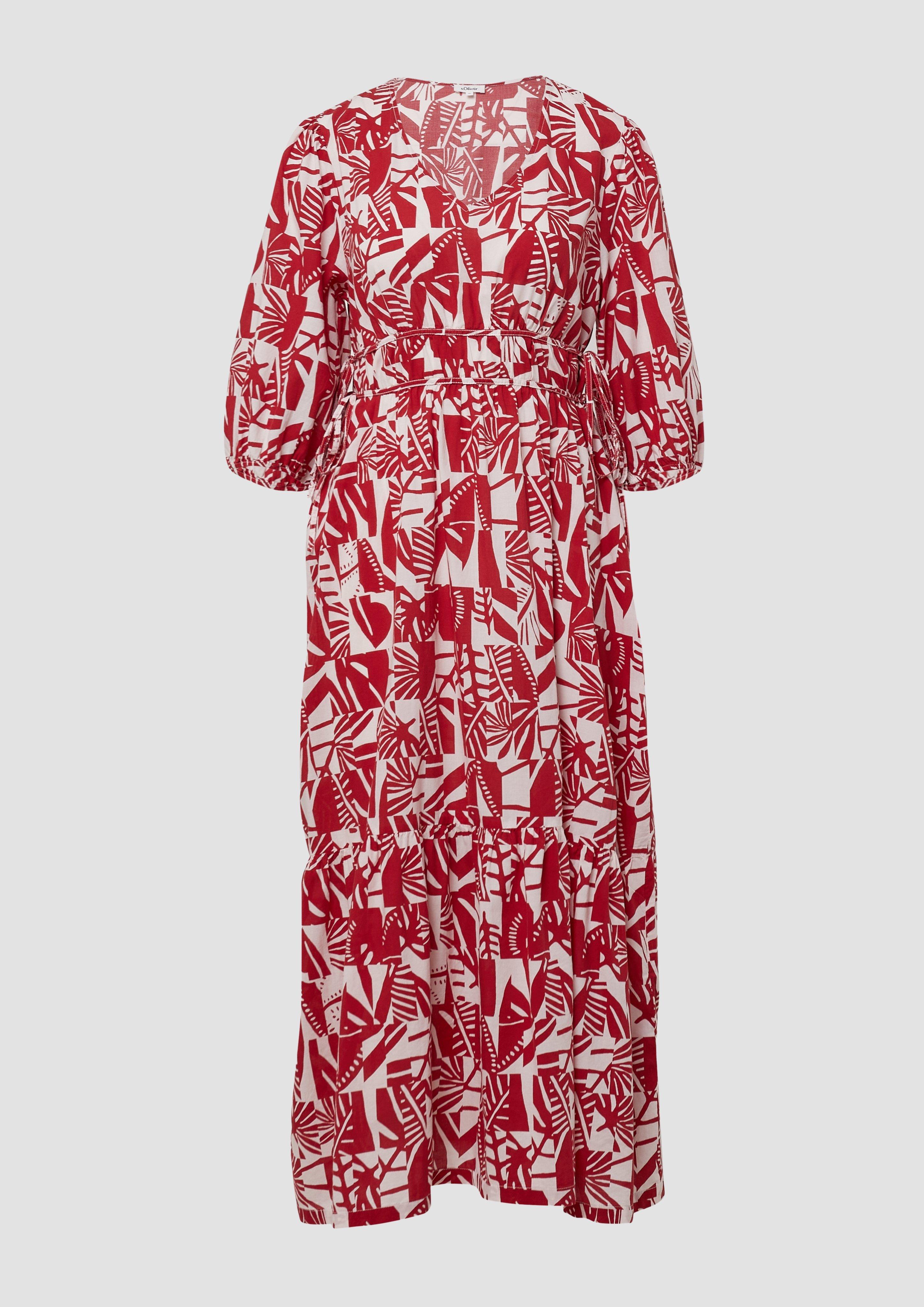 s.Oliver - Midikleid aus Baumwolle mit Binde-Details, Damen, rot