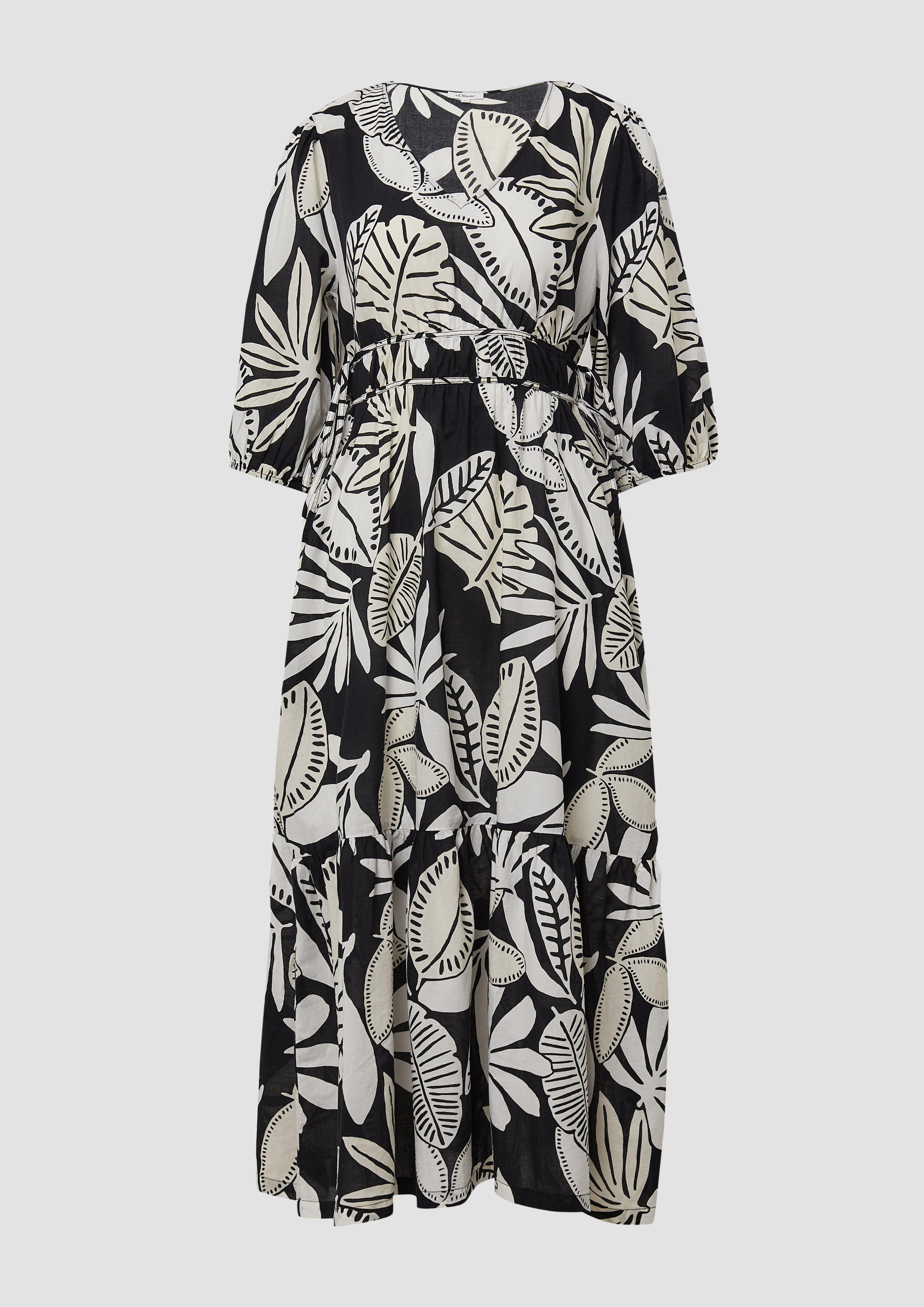 s.Oliver - Midikleid aus Baumwolle mit Binde-Details, Damen, schwarz