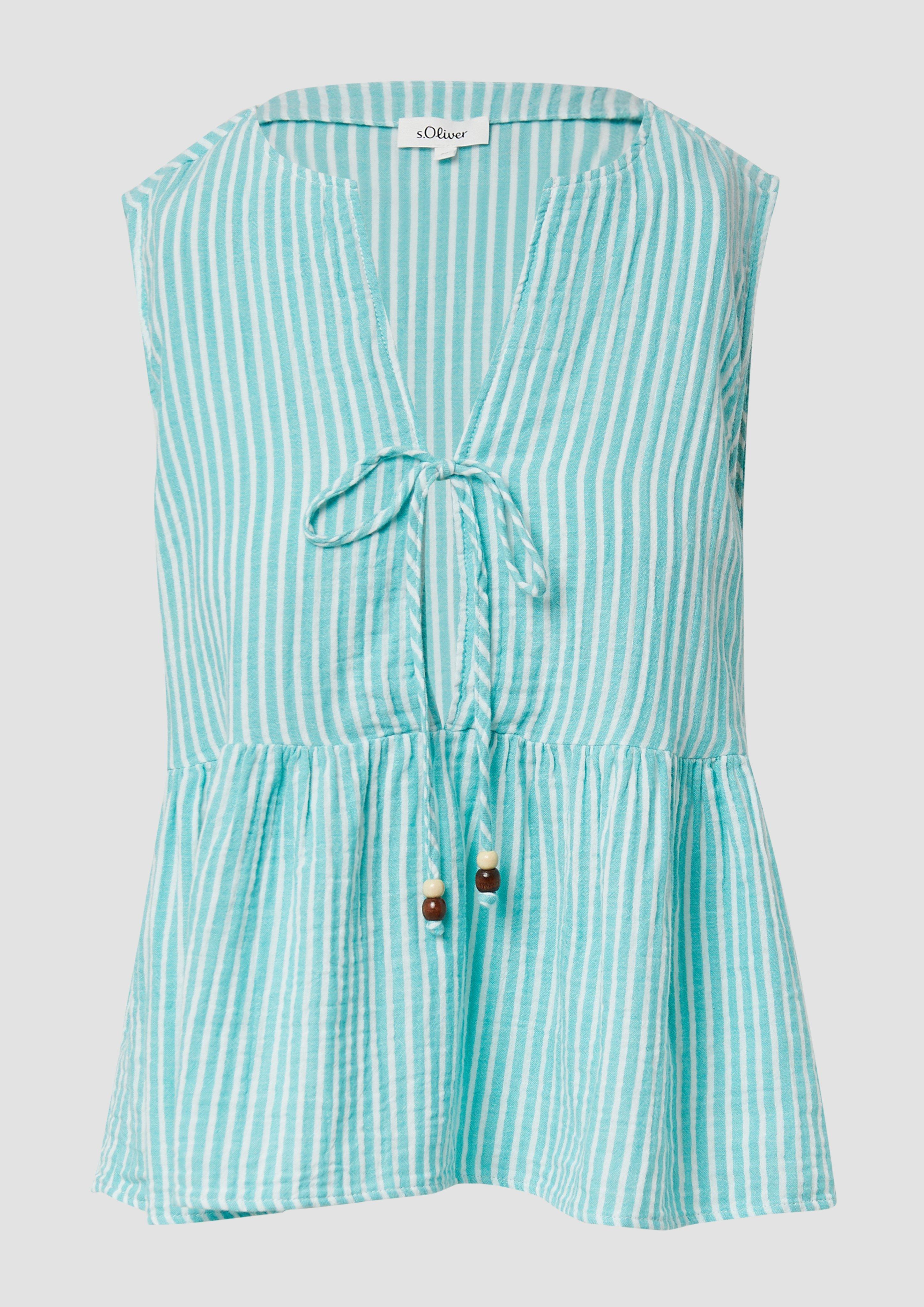 s.Oliver - Ärmellose Bluse im Relaxed Fit mit Bindedetail, Damen, türkis