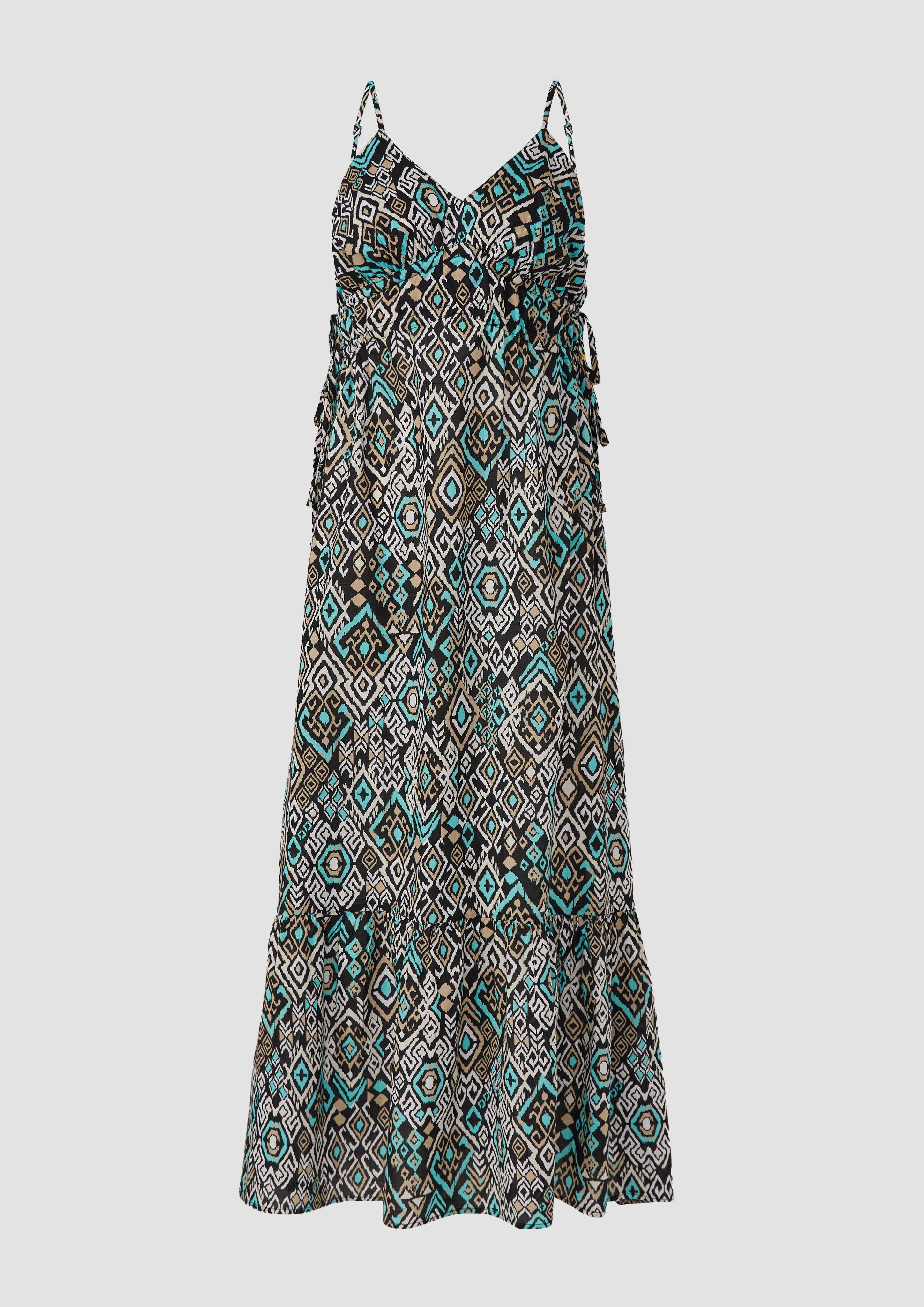 s.Oliver - Maxikleid aus Baumwolle mit seitlicher Weitenregulierung, Damen, schwarz