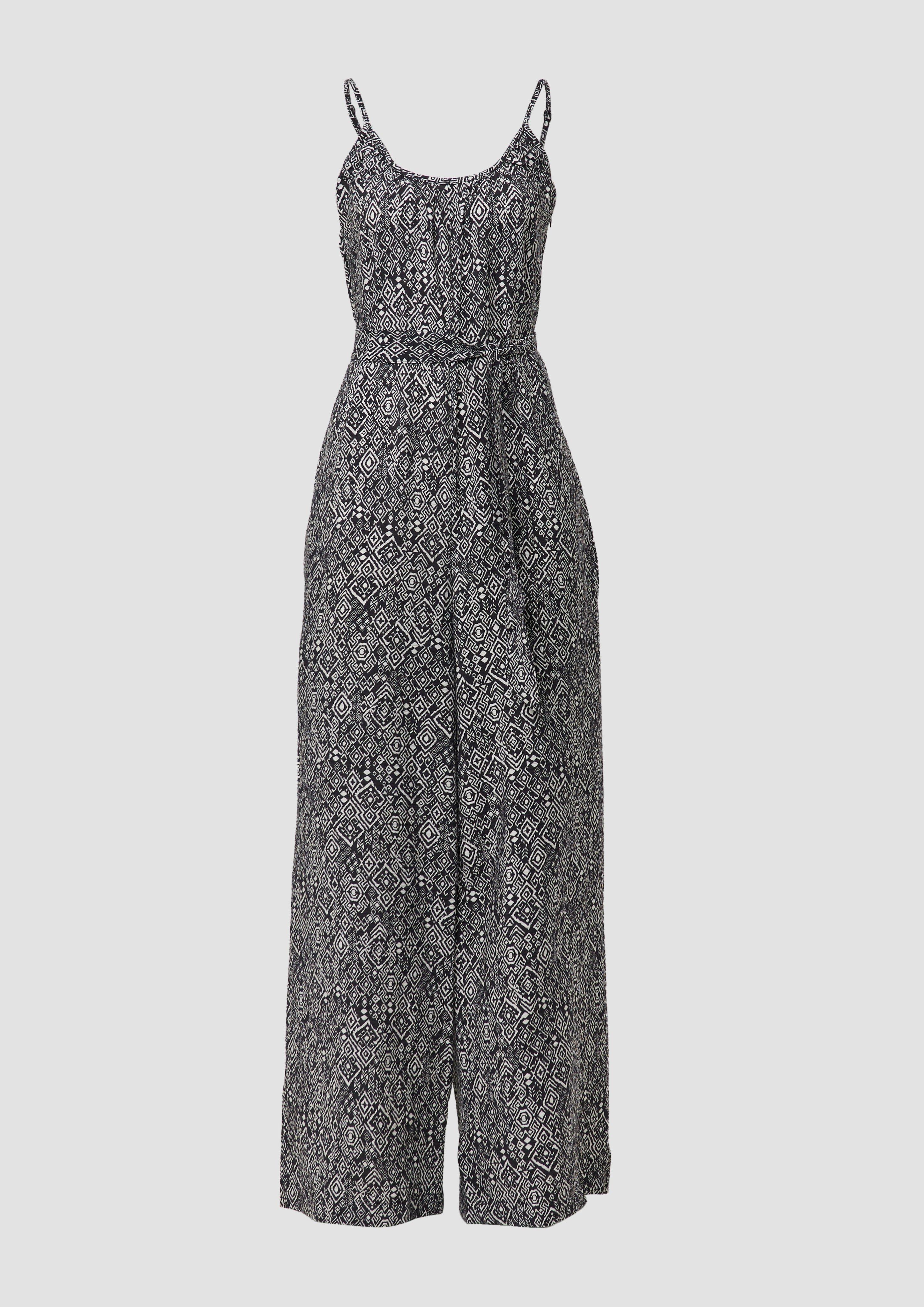 s.Oliver - Jumpsuit aus strukturiertem Viskosemix mit verstellbaren Trägern, Damen, schwarz