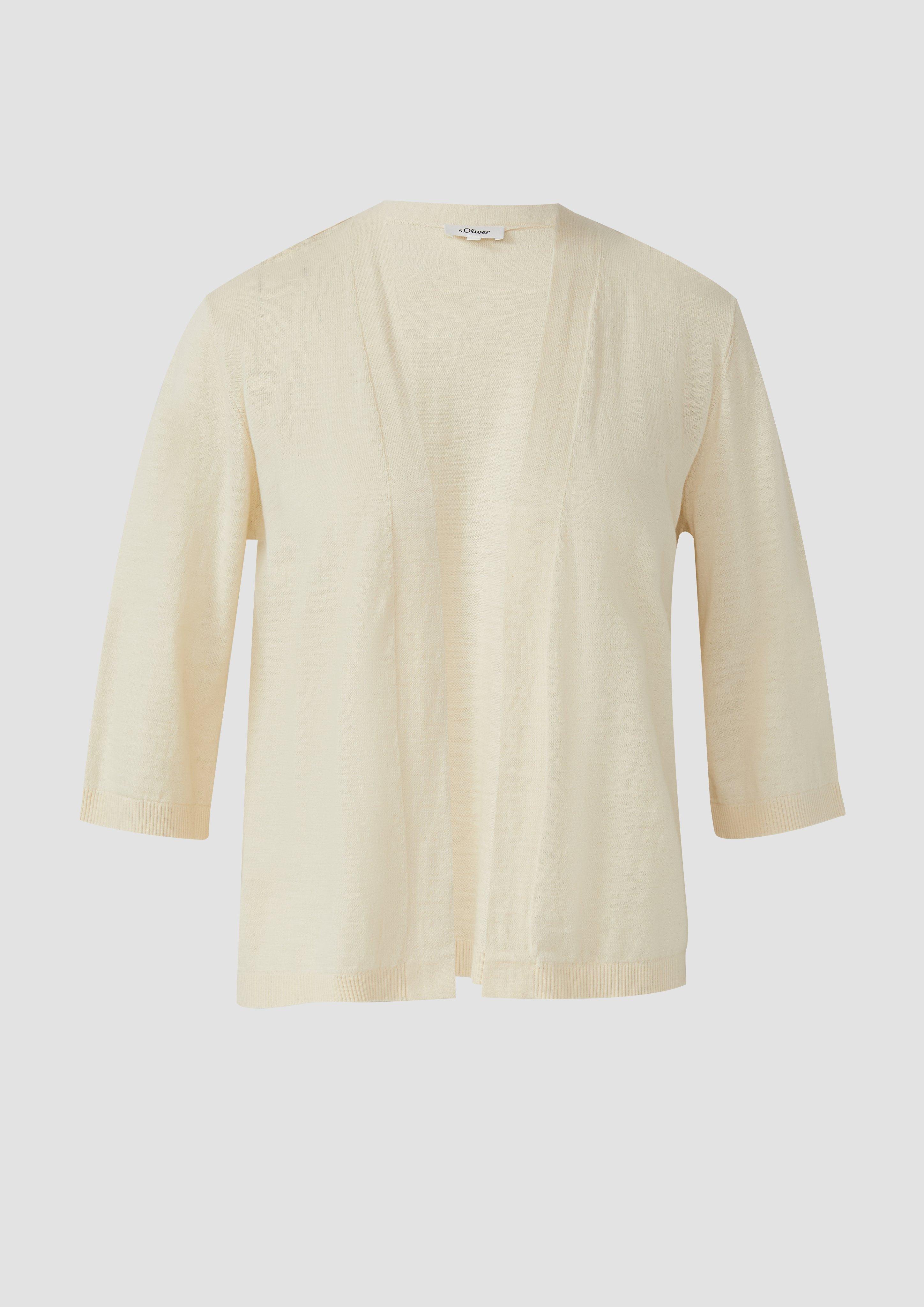 s.Oliver - Feinstrickcardigan aus Baumwolle mit 3/4-Ärmeln, Damen, creme
