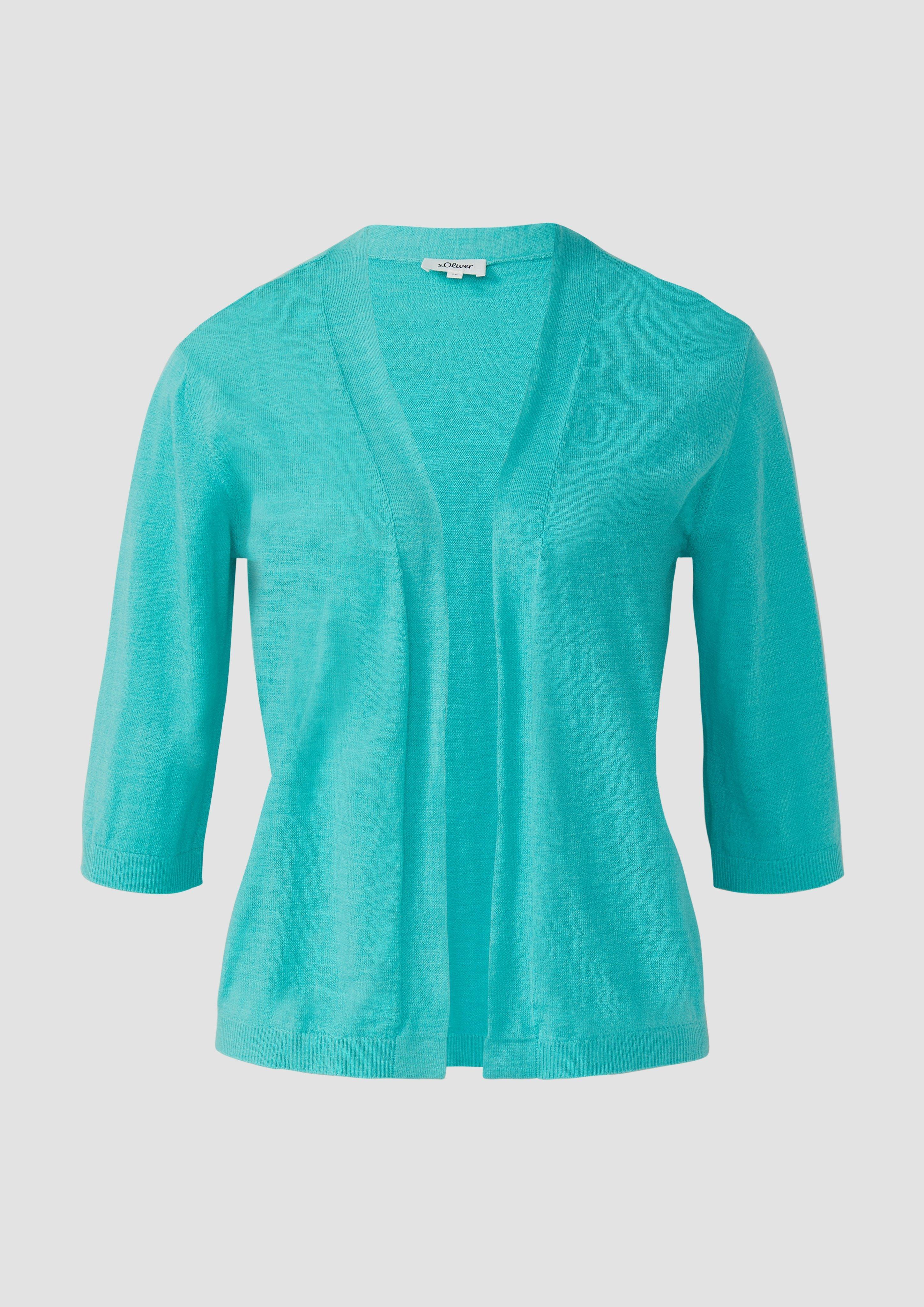 s.Oliver - Feinstrickcardigan aus Baumwolle mit 3/4-Ärmeln, Damen, türkis