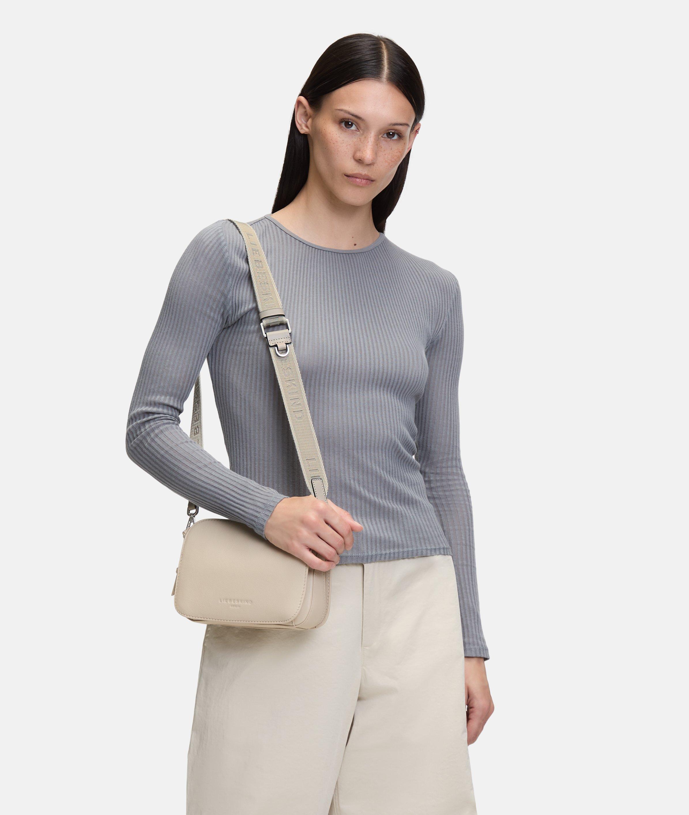 Woven Logo Strap in cream, brown & red