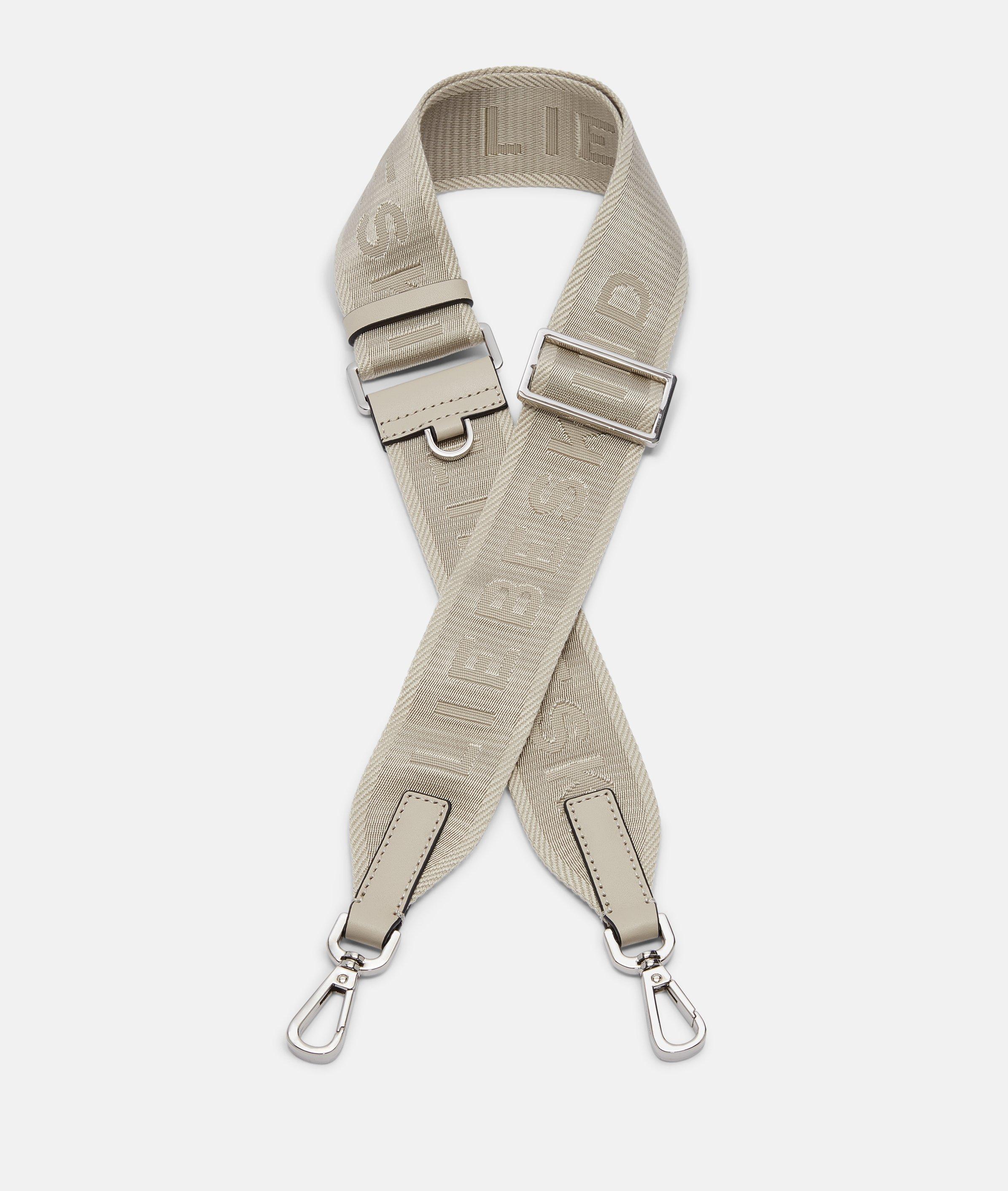 Woven Logo Strap in cream, red & brown