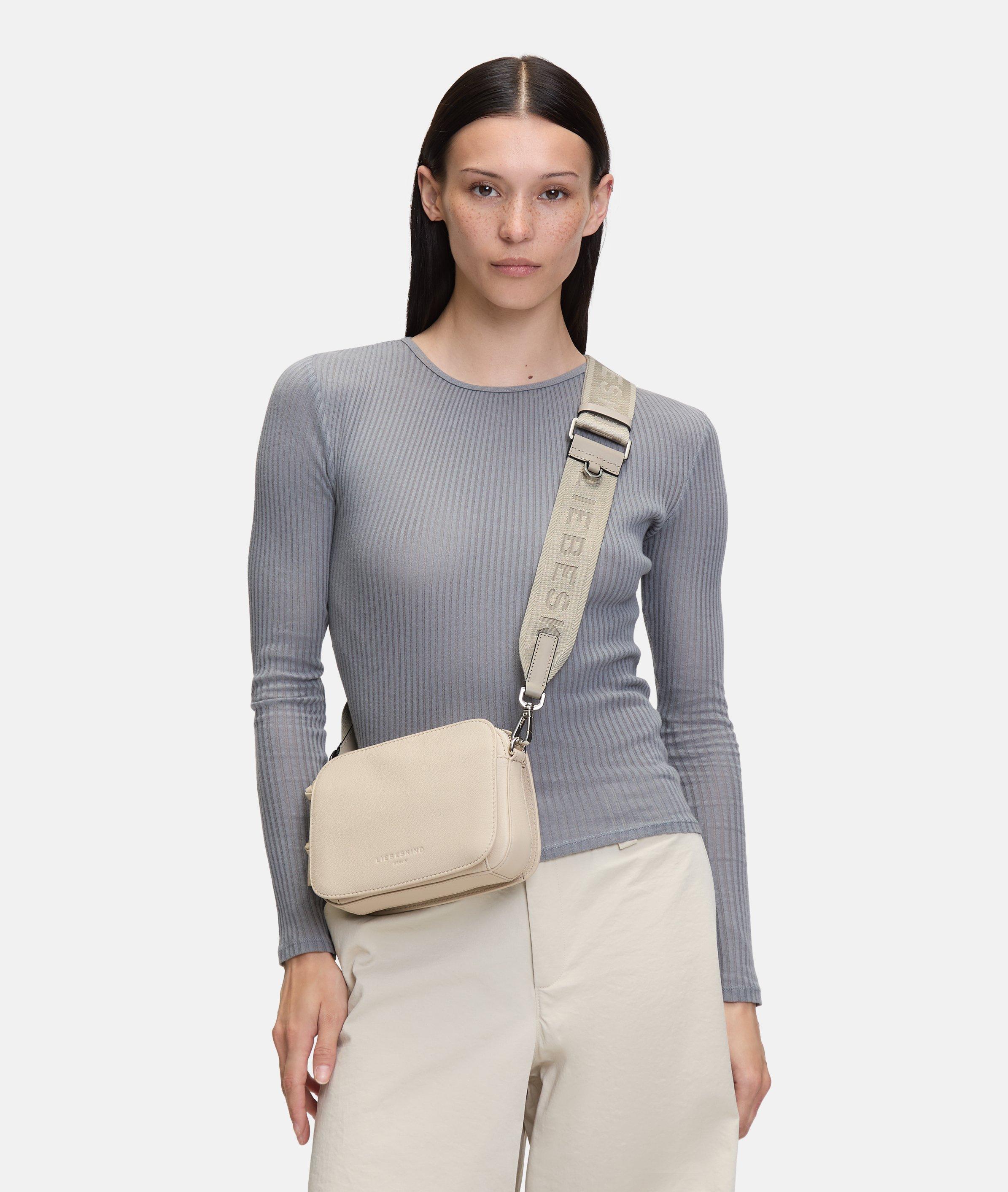 Woven Logo Strap in cream, red & brown