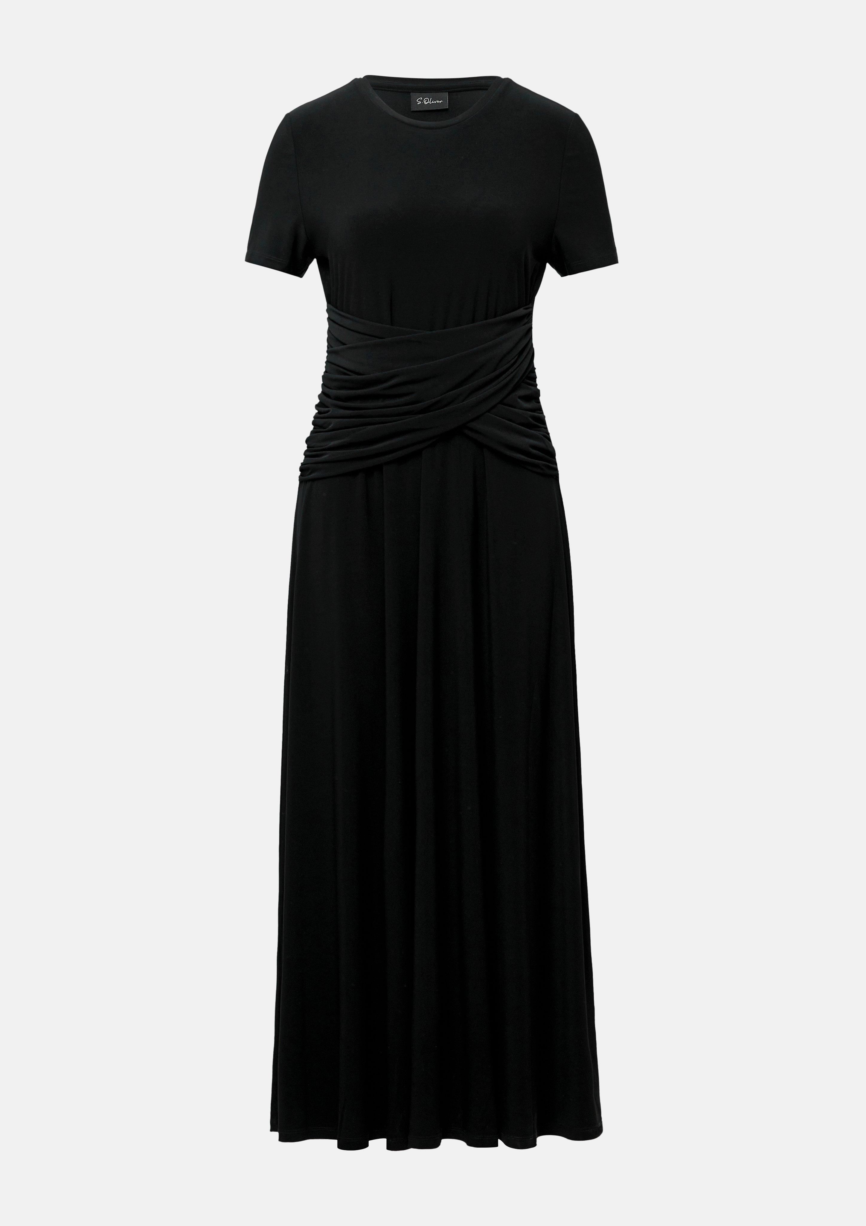 s.Oliver - Tailliertes Maxikleid mit Raffung, Damen, schwarz
