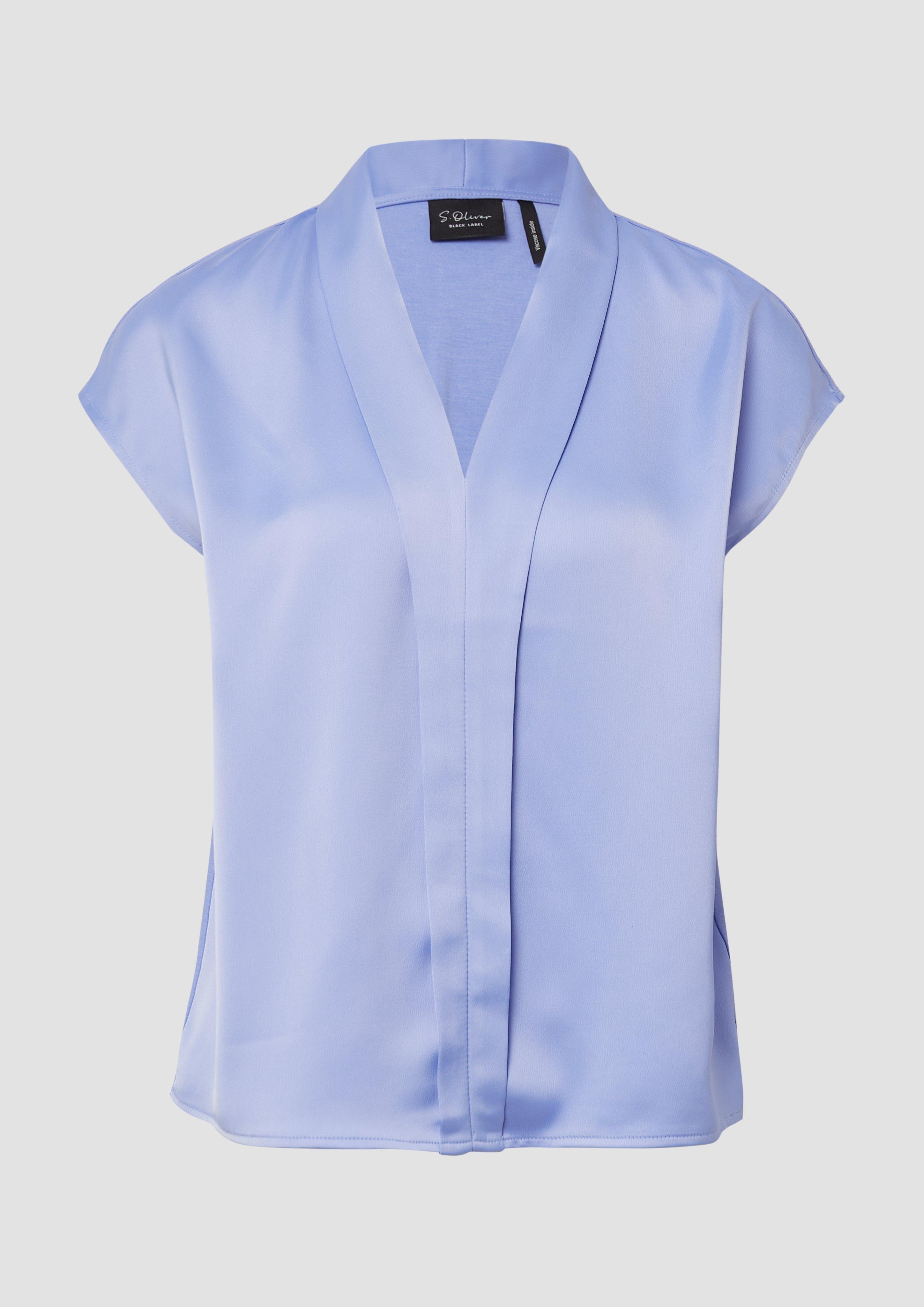 s.Oliver - Blusenshirt aus Viskose mit V-Ausschnitt, Damen, blau