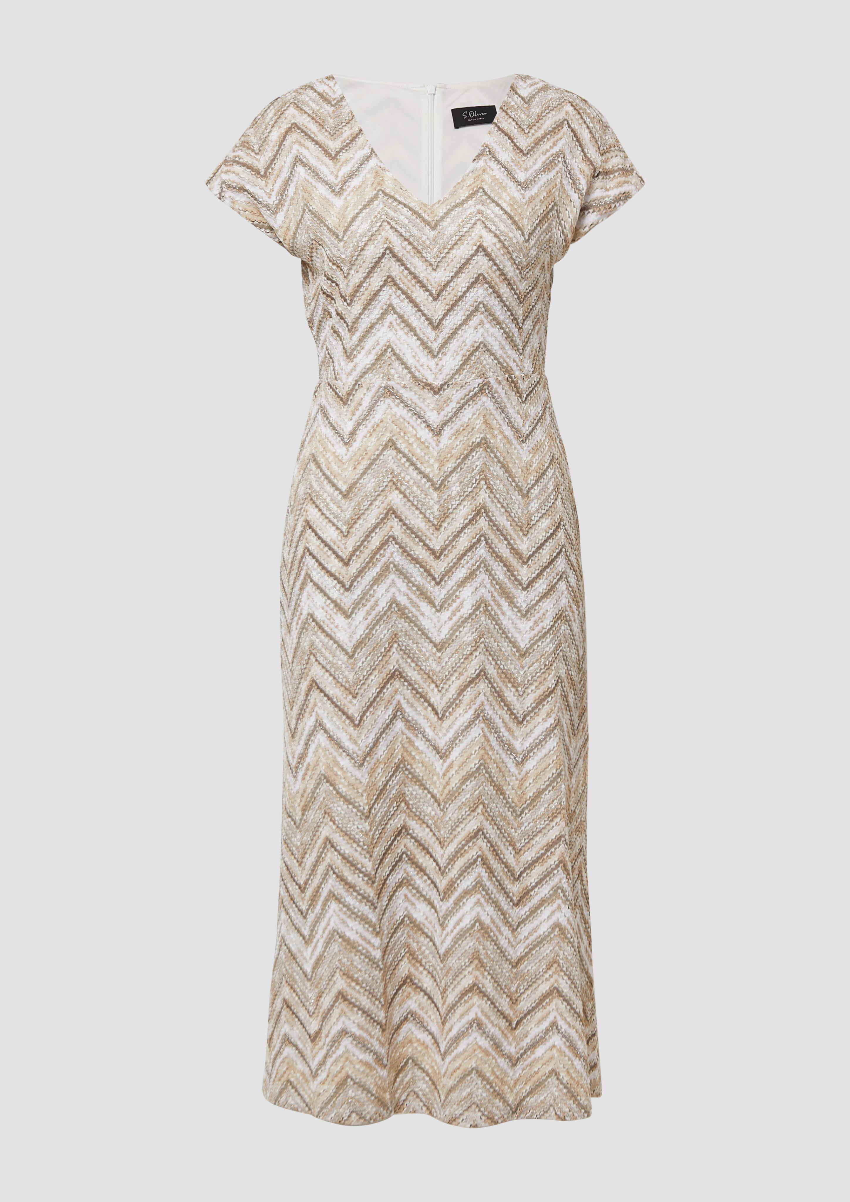 s.Oliver - Antailliertes Midikleid aus Strickjersey mit V-Ausschnitt, Damen, Beige