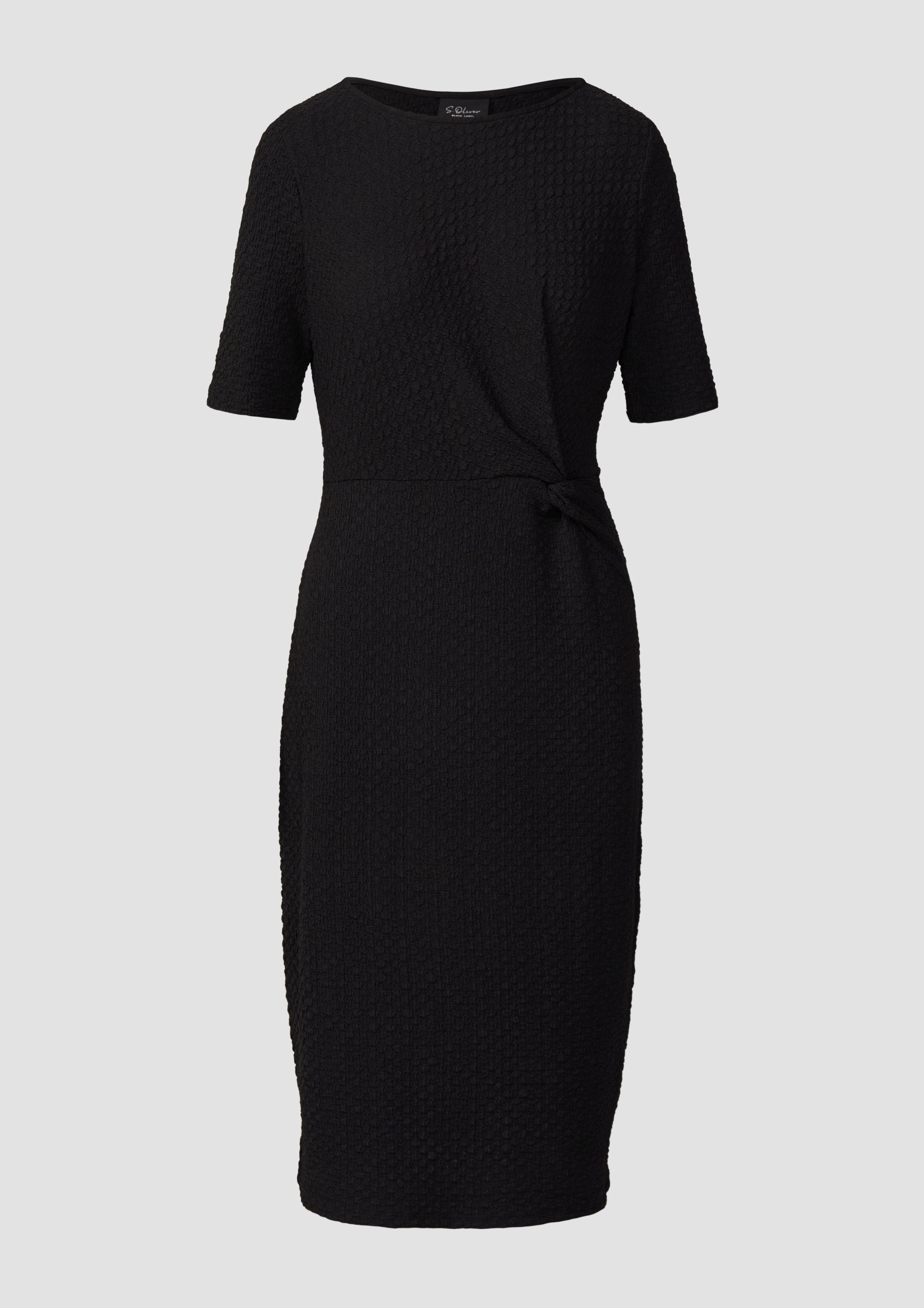 s.Oliver - Strukturiertes Slim-Fit-Kleid mit Knotendetail, Damen, schwarz