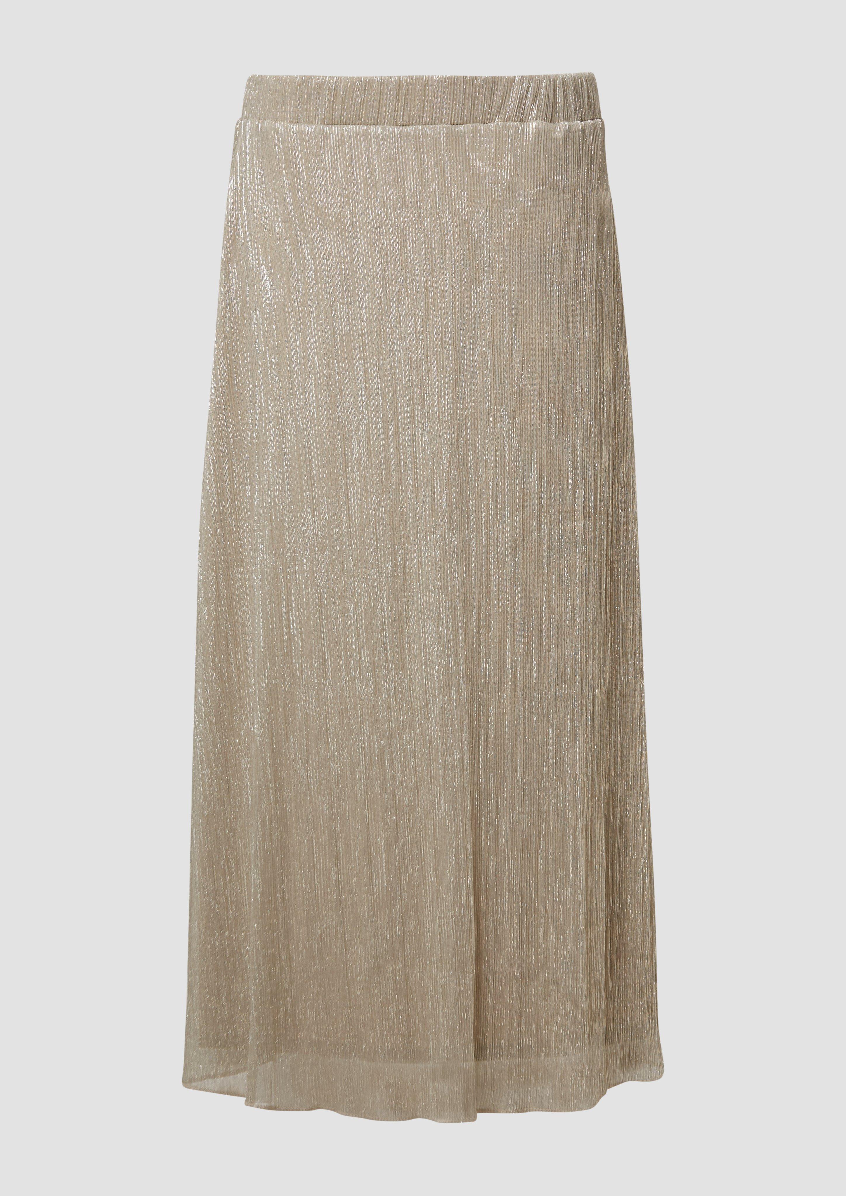 s.Oliver - Plisseerock in Midilänge mit Glitzergarn, Damen, Beige