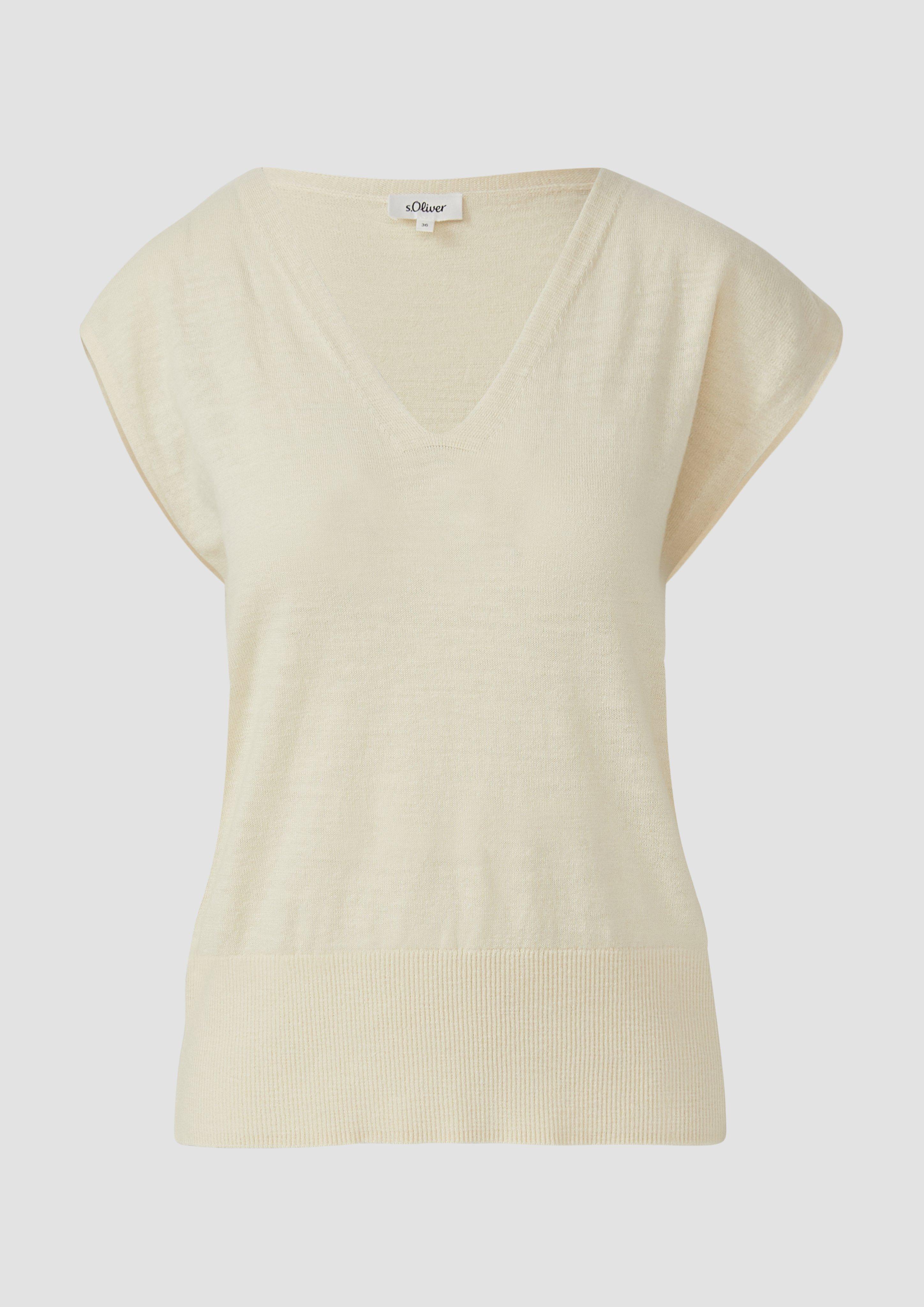 s.Oliver - Strickpullunder mit V-Ausschnitt, Damen, creme