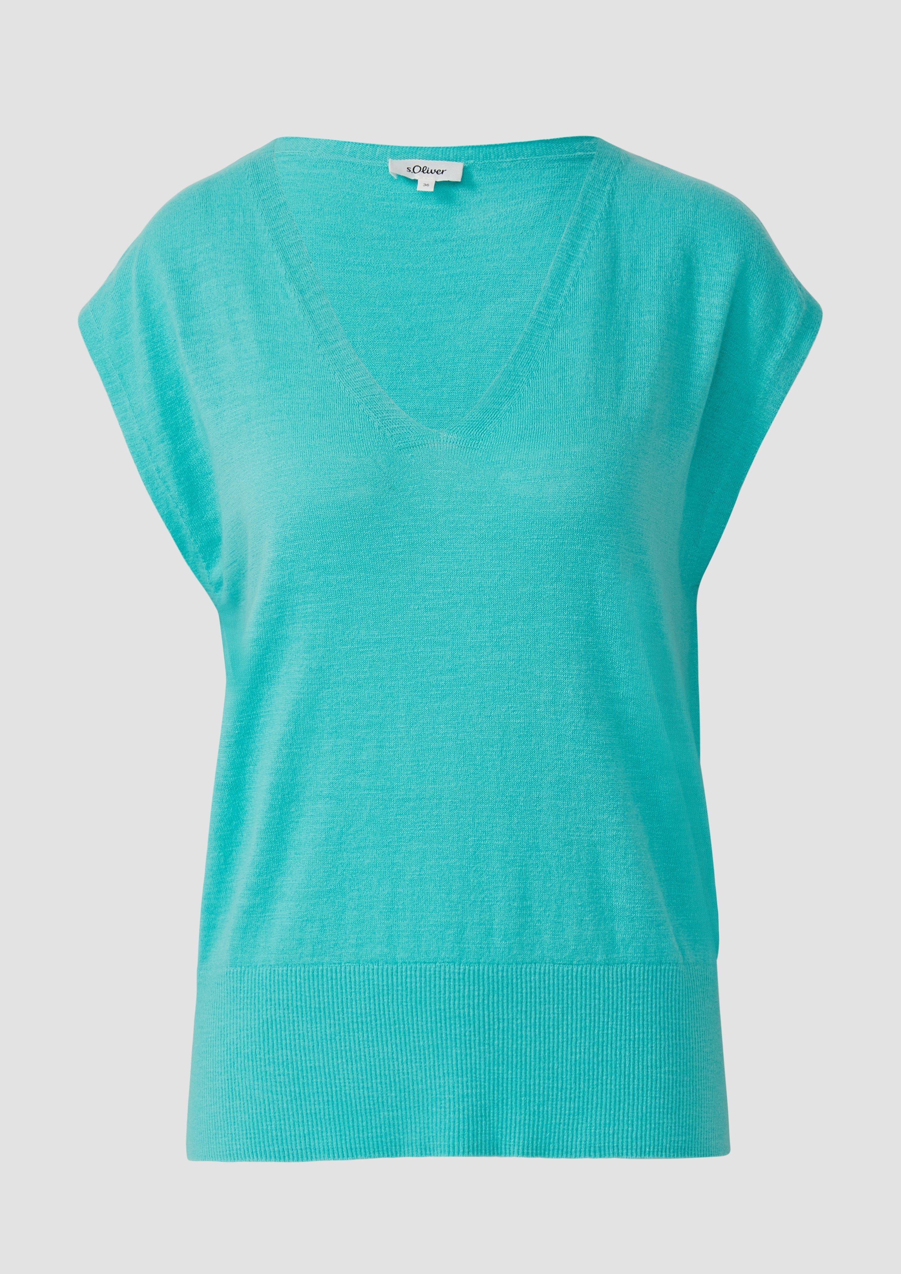 s.Oliver - Leichtes Stricktop mit V-Ausschnitt, Damen, türkis