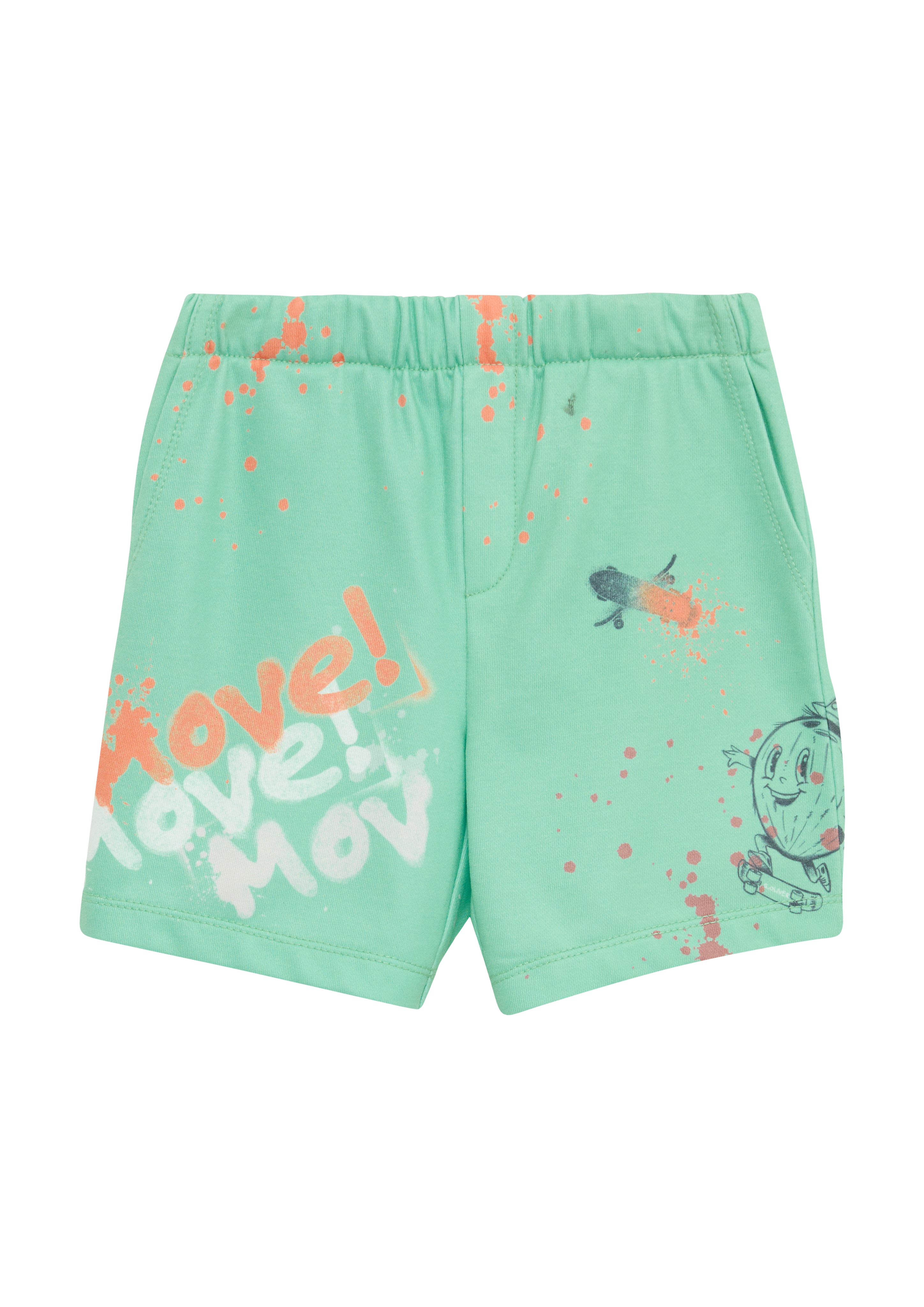 s.Oliver - Loose-Fit-Bermuda aus Sweat mit All-over-Print, Kinder, türkis