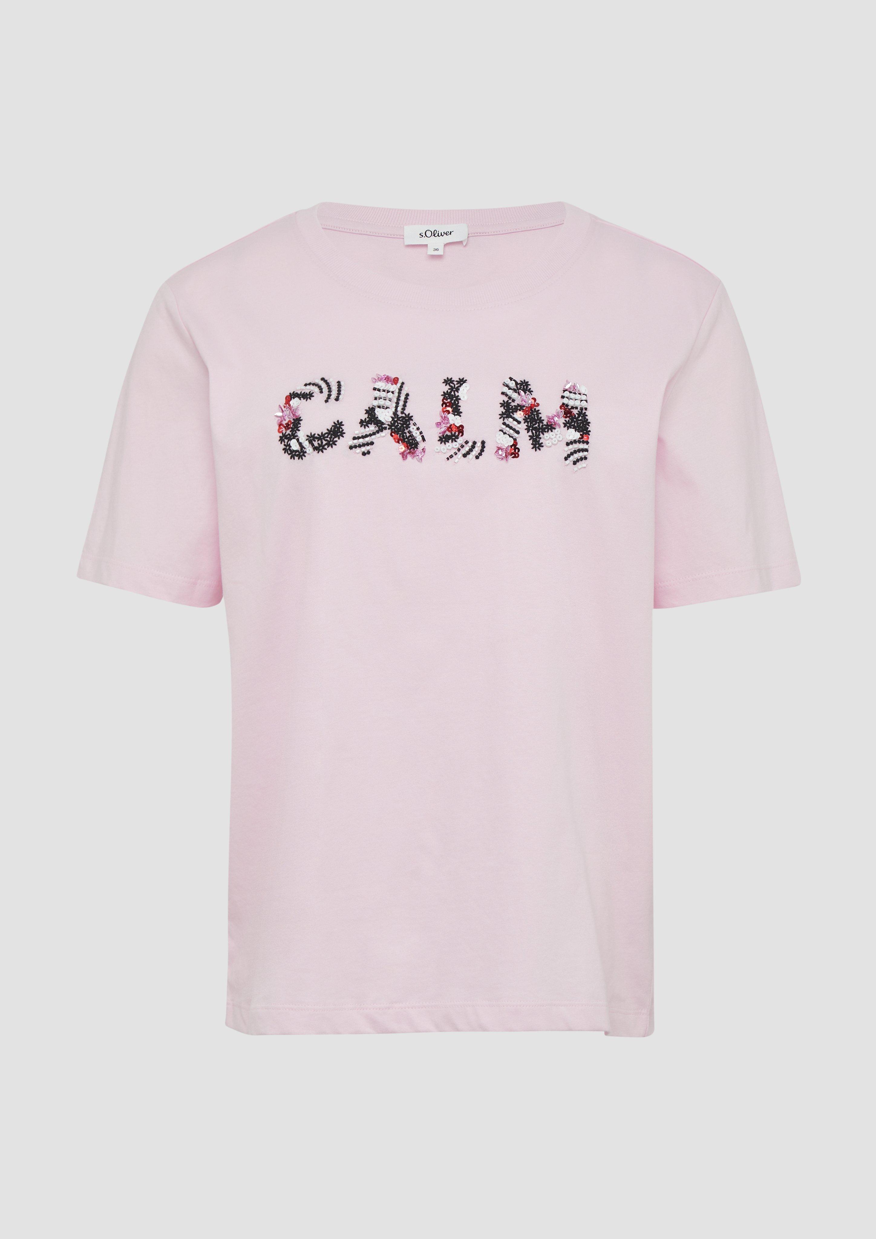 s.Oliver - Jersey-T-Shirt im Relaxed Fit mit Artwork, Damen, Rosa