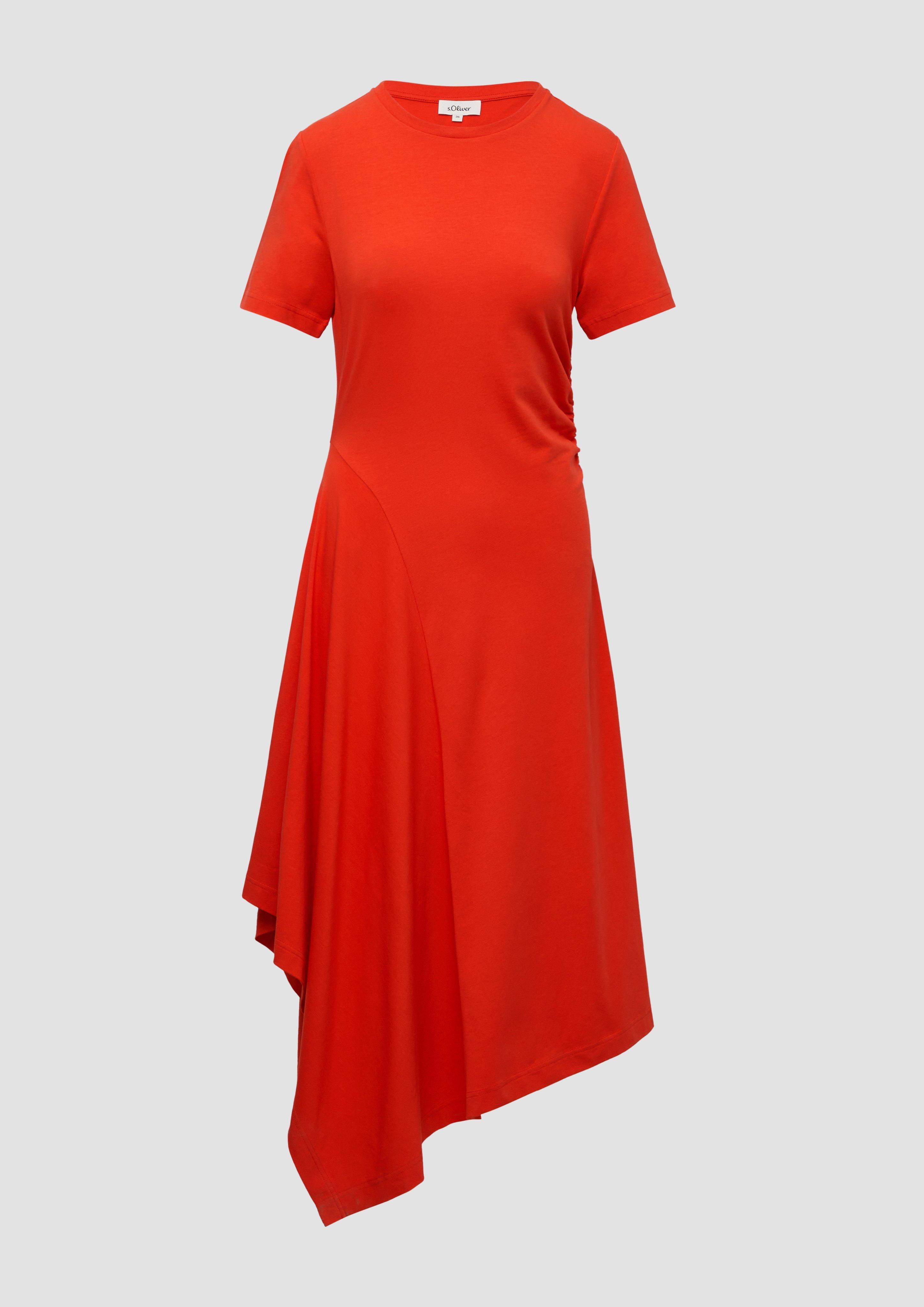 s.Oliver - Tailliertes Midikleid mit Raffungen und asymmetrischem Rock, Damen, rot